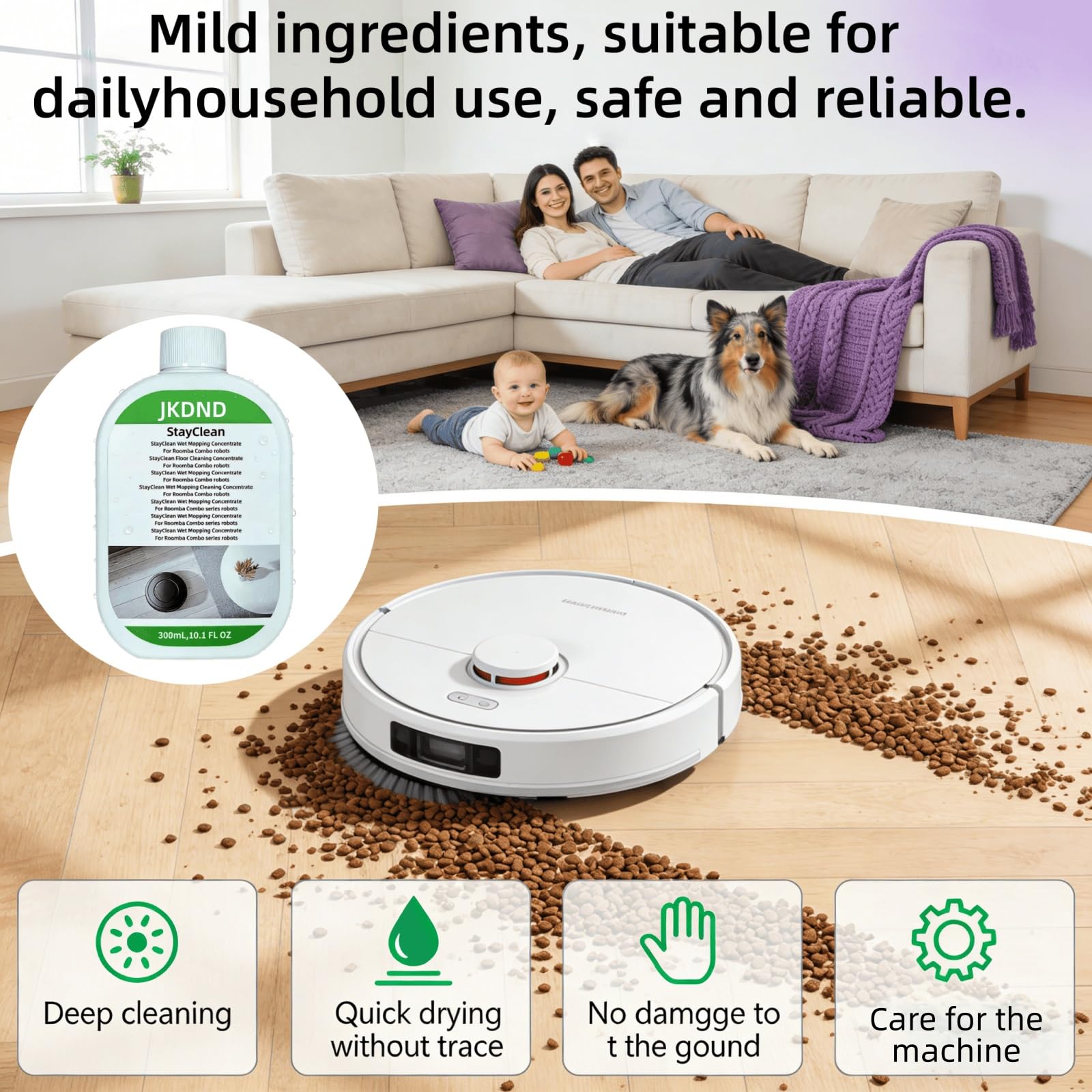 Amazon.co.jp: StayClean 濃縮液、ロボット掃除機専用床用洗剤、低泡