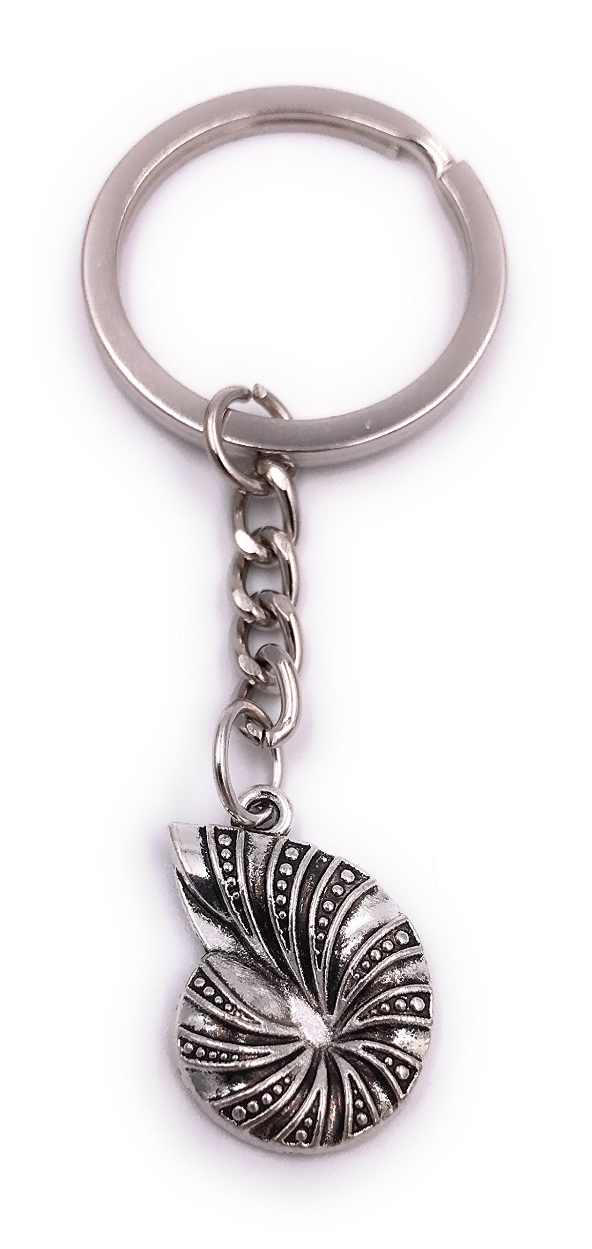 H-Customs Seashell sea ocean maritime keychain silver metal pendant