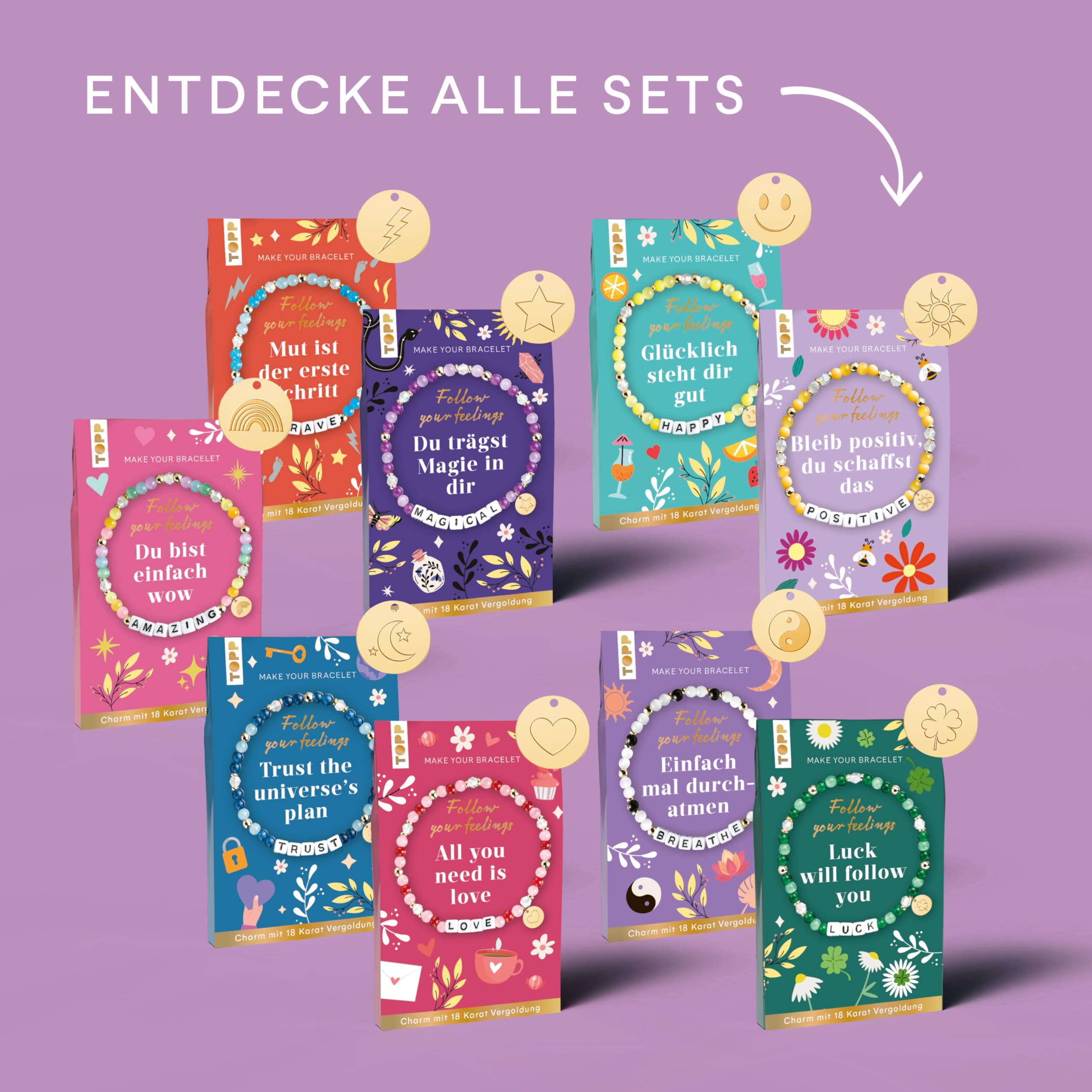Follow your Feelings - Make your Bracelet - Schmuckset Amazing VE, 10 Ex.: Anleitung und Material für ein Armband. Mit gestalteter Geschenkkarte