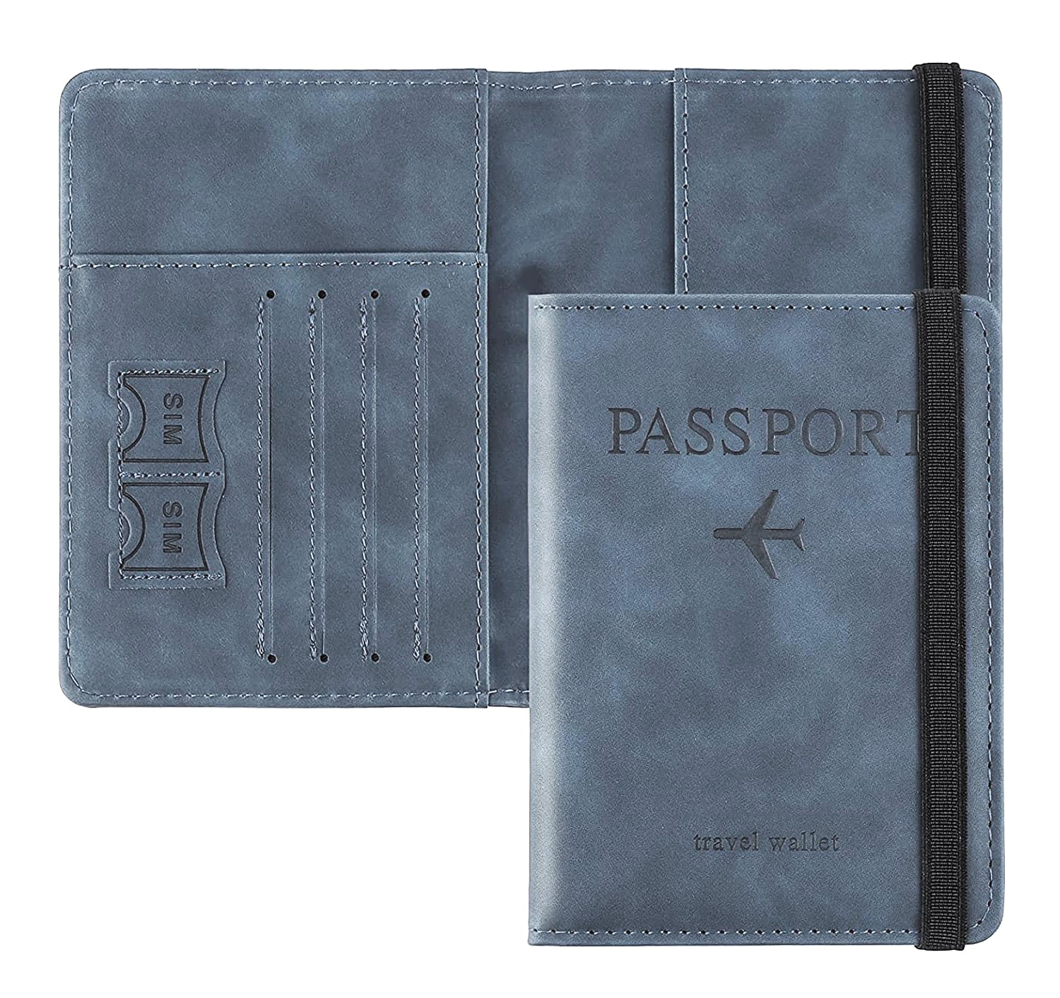 RFID Blocking PU Leather Passport Holder Cover | Travel Wallet Organizer with Multiple Pockets | Stylish Document Case for Men and Women Travel Accessories (Blue)-image-27