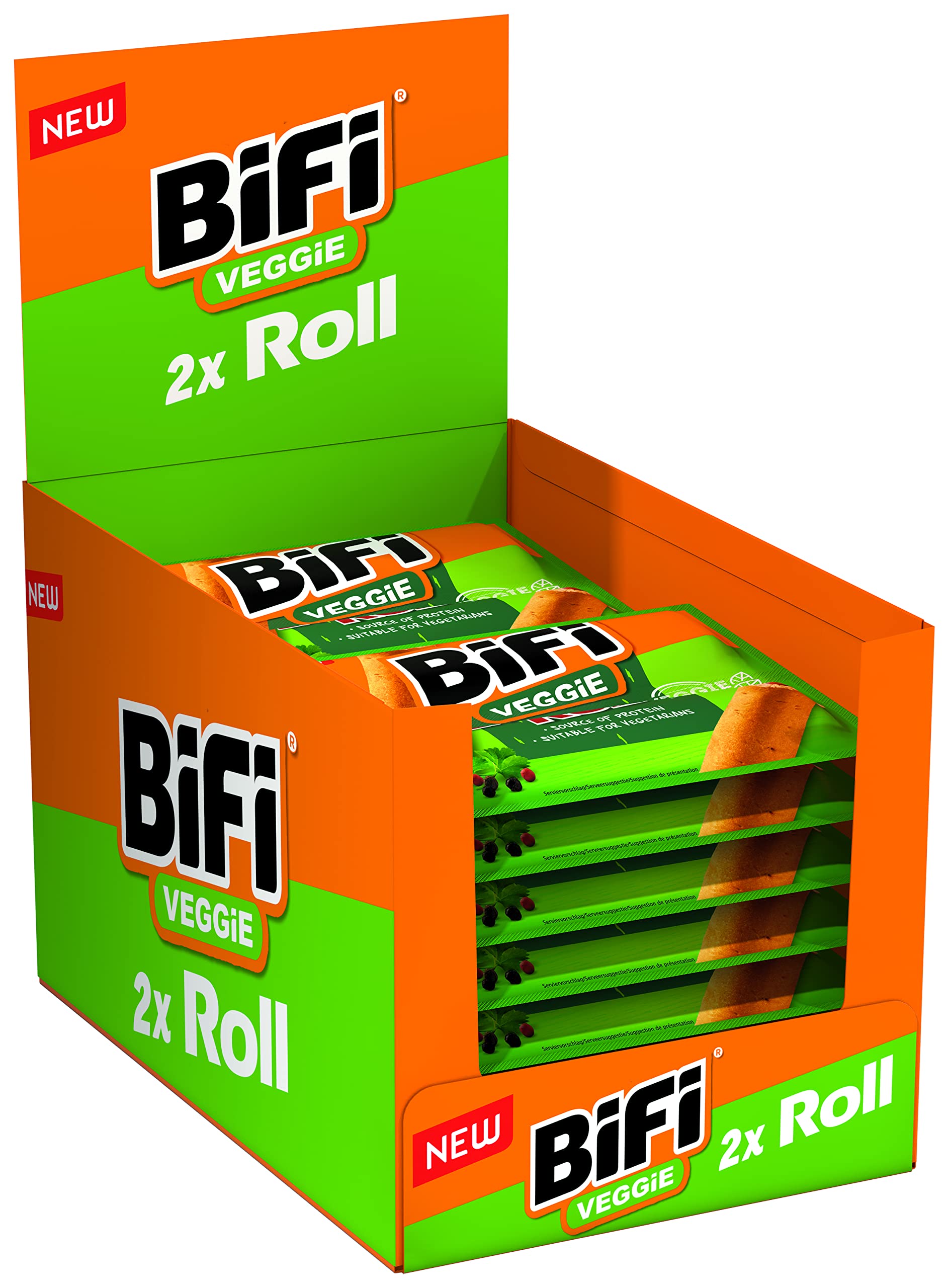 BiFi Veggie Roll Lot de 12 collations végétariennes copieuses à emporter (12 x 2 x 40 g)