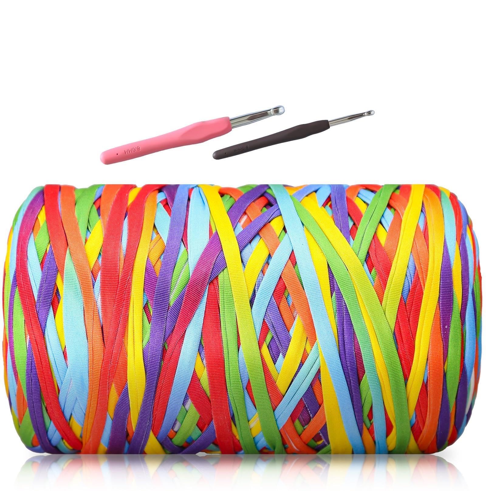 SIMEIQI T-Shirt Yarn 1000g, Soft Elastic Chunky Yarn Rainbow