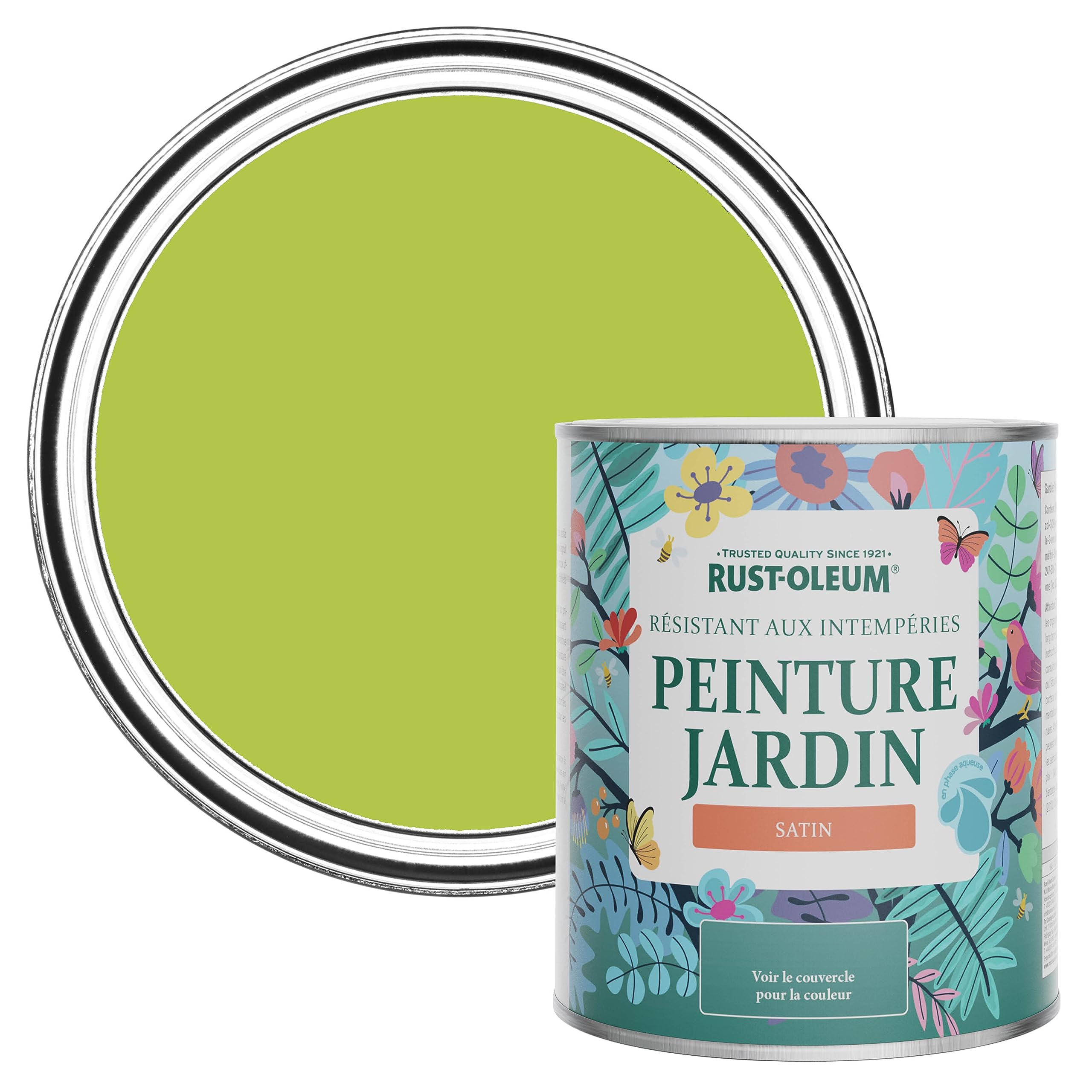 Rust-Oleum Peinture Verte Résistante à l'humidité pour Jardins, Finition Satinée - Citron Vert 750ml