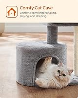Vista 8 de FEANDREA - Árbol para gatos con postes rascadores cubiertos de sisal para gatito, Gris claro