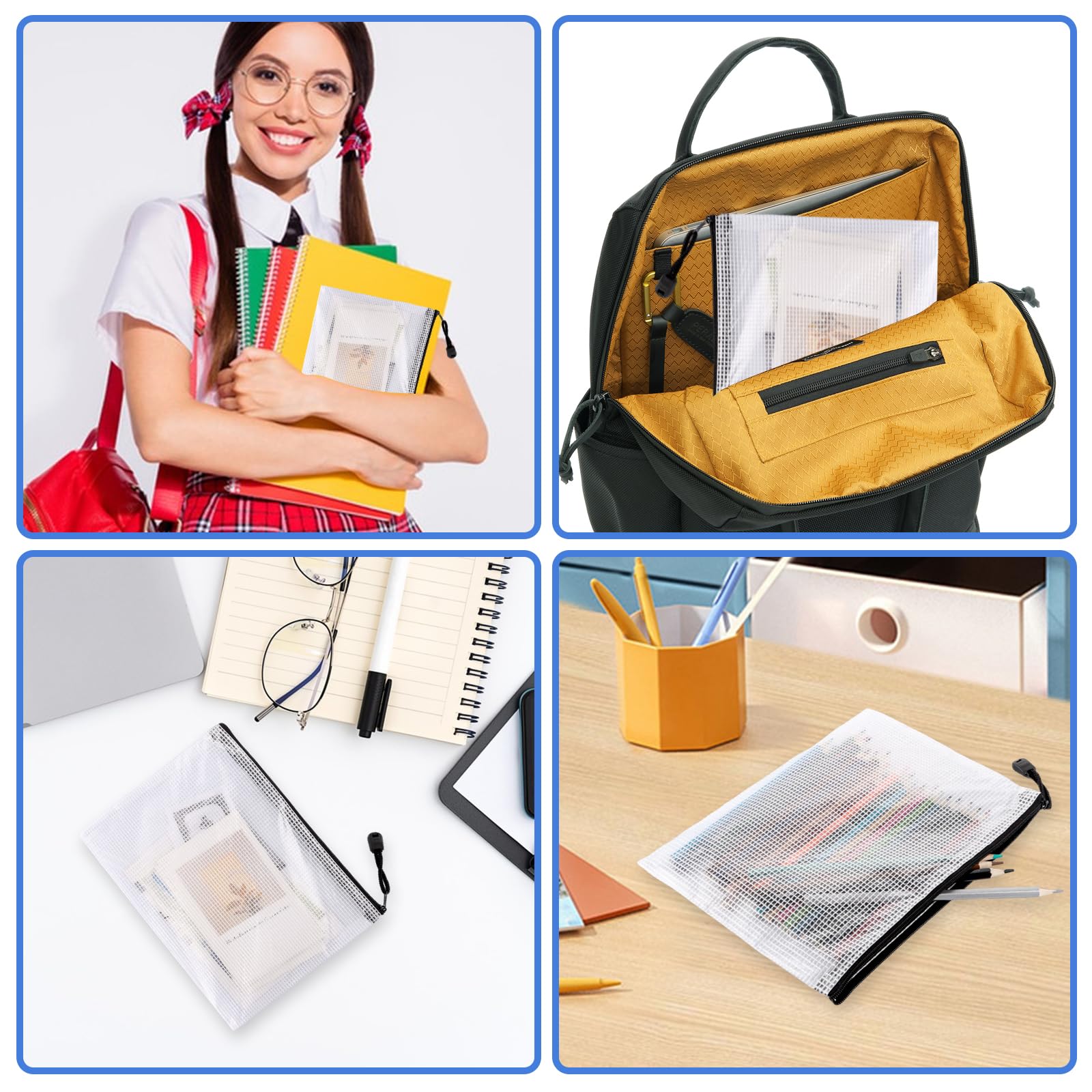 40 bolsas para documentos A5 con cremallera, impermeables, bolsillos con cremallera, bolsas con cremallera para archivos, papel, deberes, utensilios de viaje, cosméticos