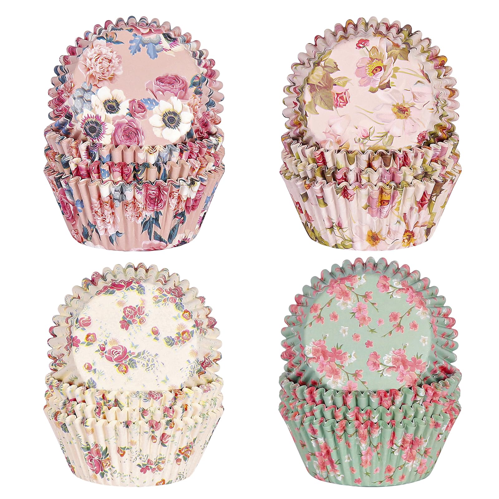 SKIDEC Floral Standard Cupcake Liners 400 Count Paper Baking Cups Disposable Cupcake Wrappers for Wedding and Party Baking Supplies