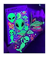 Vista 31 de Tatuaje temporal para fiesta de luz negra, 1 hoja, trasero