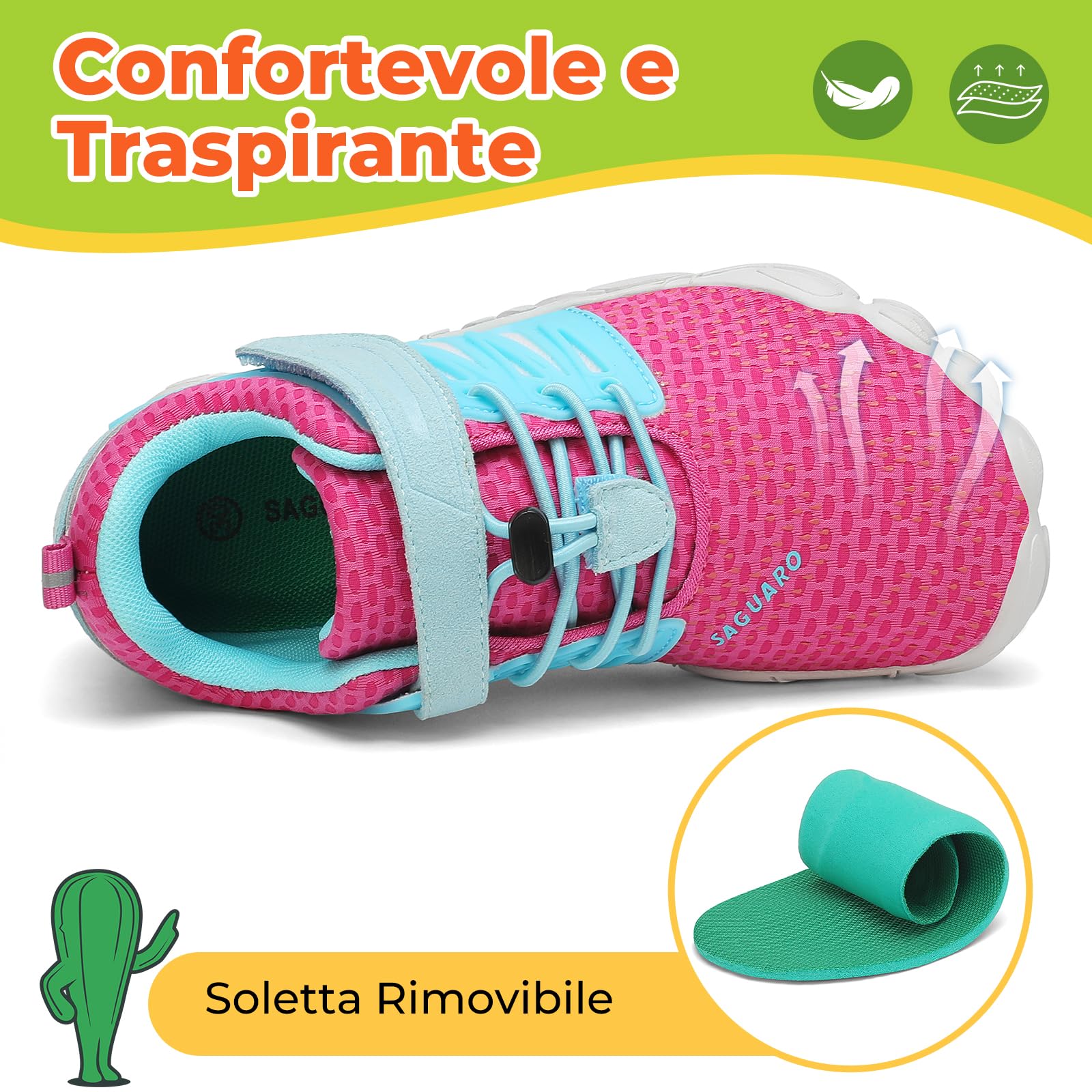 SAGUARO Barefoot Shoes Bambini Traspiranti Scarpe Barefoot Ragazzi Ragazze Scarpe Minimaliste Gr.24-36