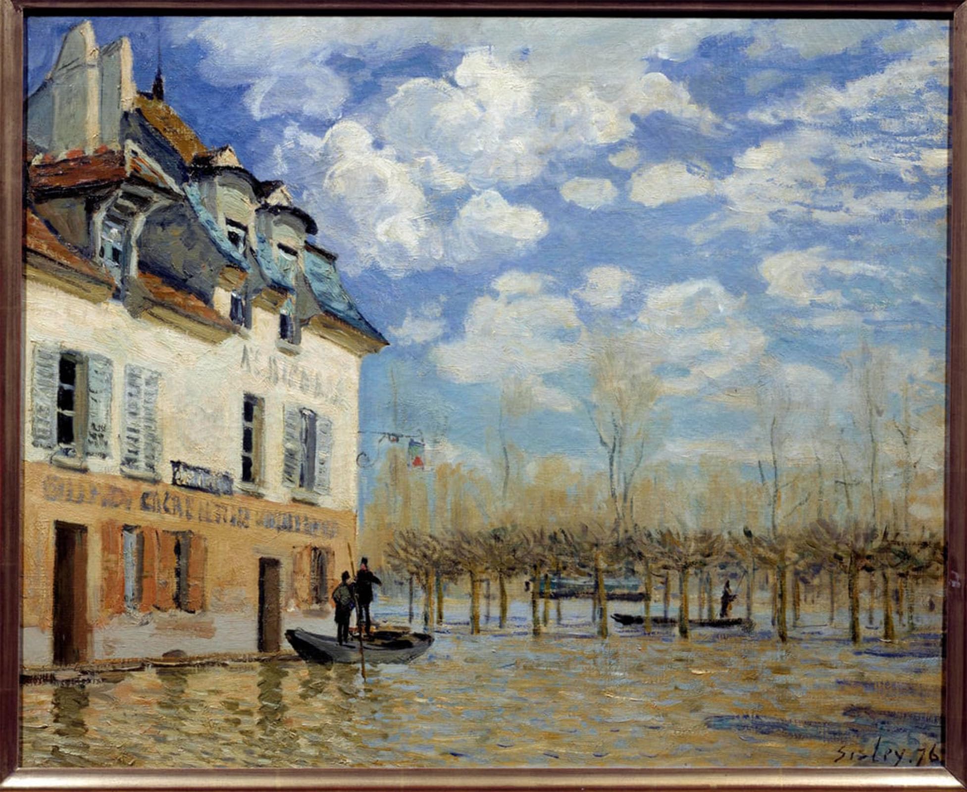 POSTERIIk Vintage Classic Picture Landscape Artwork the Boat During the Flood Port Marly Painting Boat in the Flood At Port Marly by Alfred Sisle Portrait Canvas Painting for Office Home Decor 60x90cm