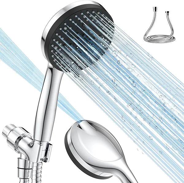 VOXON Shower Head High Pressure 10 Functions, Built-in 2 Power Wash Mode to Clean Corner, Non-Clogging Nozzles, Leakproof Stainless Steel Hose&Adjustable Bracket,for Man, Women, Pet