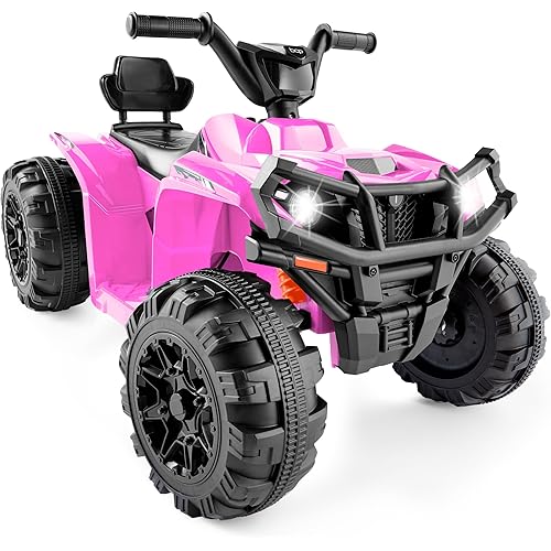Best Choice Products 12V Kids Ride-On Electric ATV, 4-Wheeler Quad Car Toy w/Bluetooth Audio, 2.4mph Max Speed, Treaded Tires, LED Headlights, Radio - Pink