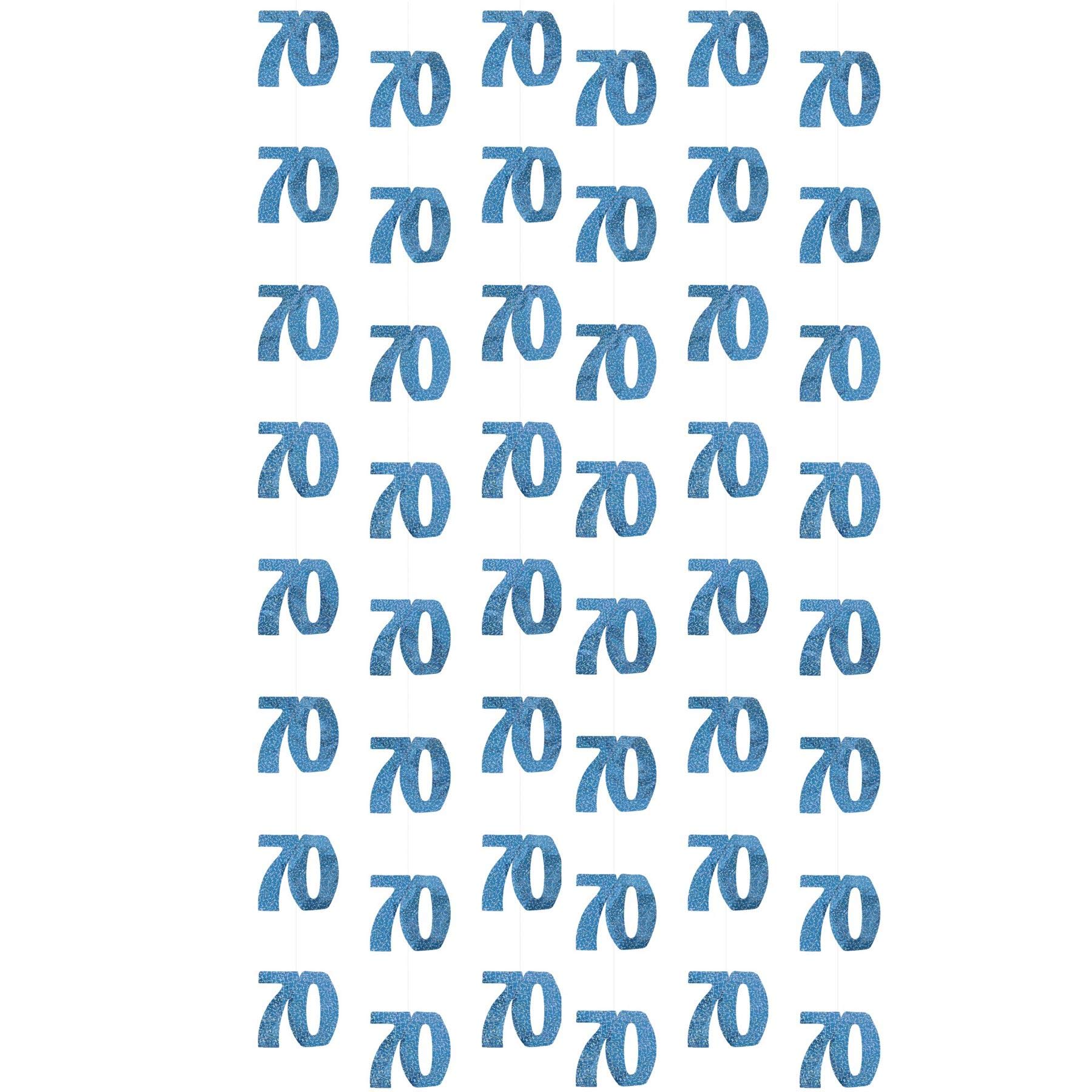 Shatchi Blue Age Hanging String 13Th-90Th Glitz Anniversary Birthday Metallic Shiny Foil Banner Party Door Wall Decorations Pack Of 6,