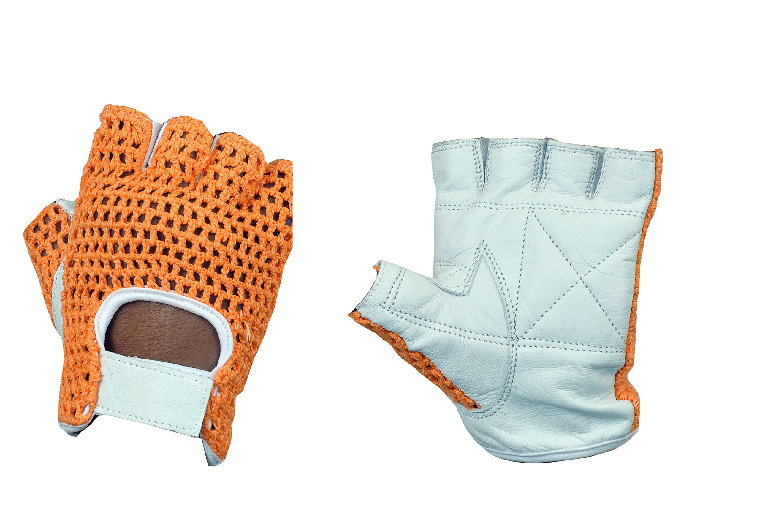 Kango Fitness Leather Mesh Fingerless Weight Lifting Exercise Gym Wheelchair Gloves W-1040