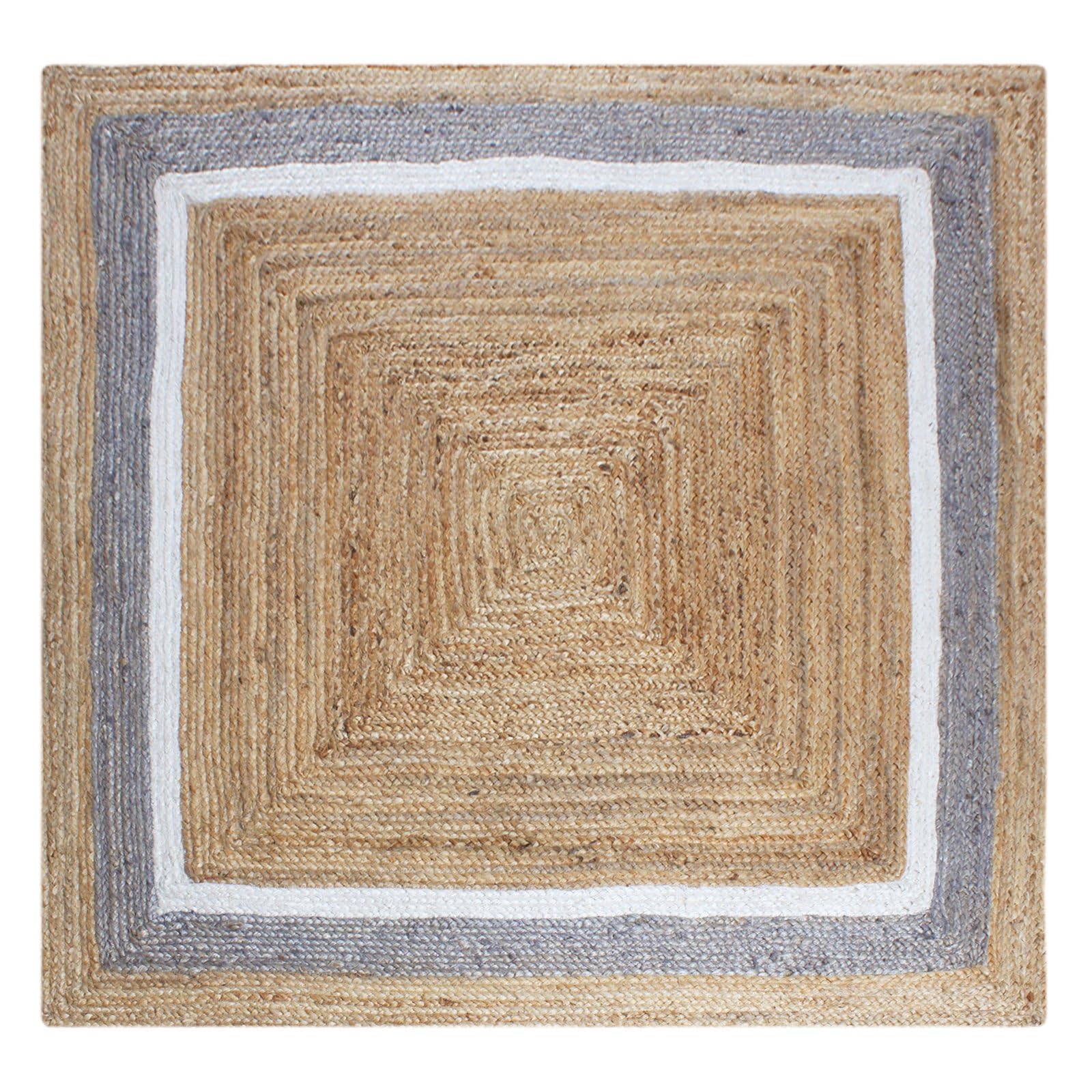 Handmade Jute Area Rug 5x5 – Natural Square Boho Carpet for Living Room, Dining Area & Entryway, Hand Braided Eco-Friendly Jute Carpet for Small