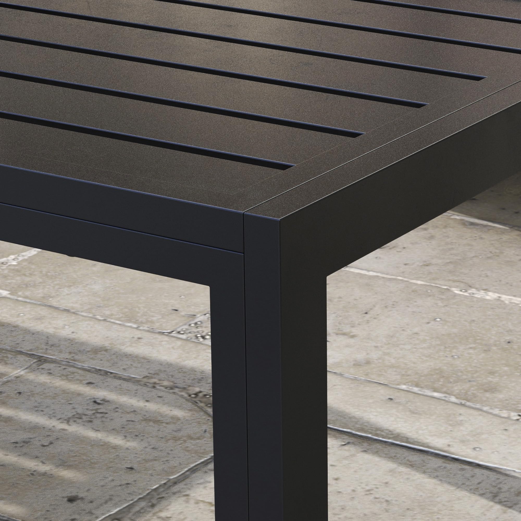 Outsunny Mesa de Centro de Jardín Rectangular, Mesa Auxiliar con Estructura de Acero Galvanizado y Superficie de Tablillas, Mesita de Café para Patio, Balcón, Terraza o Porche, Negro