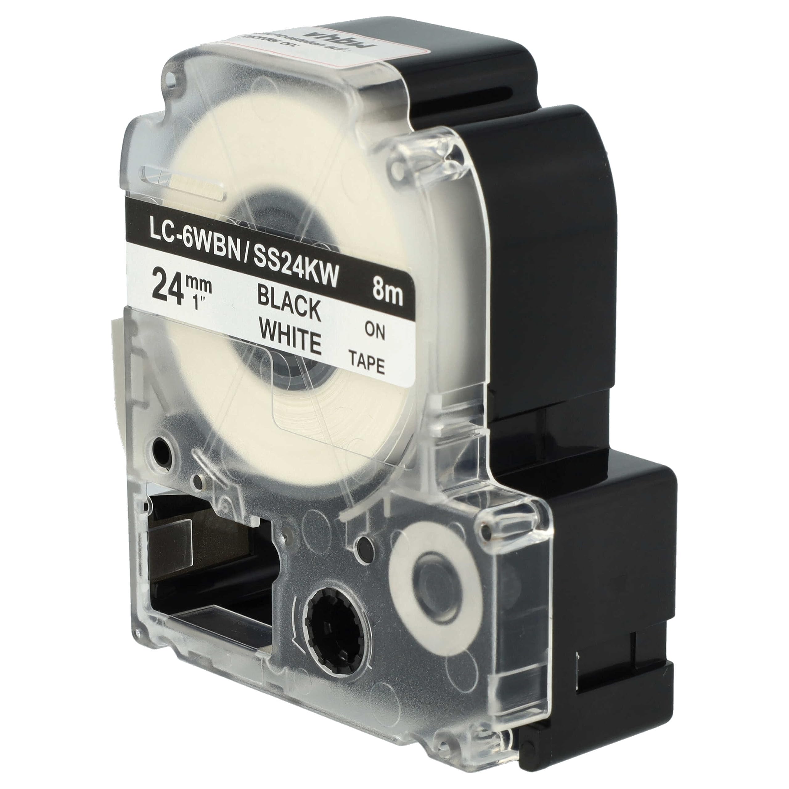 vhbw 50 x zamiennik taśmy do drukarki etykiet Epson LC-6WBN do drukarki etykiet 24 mm, czarny na białym tle