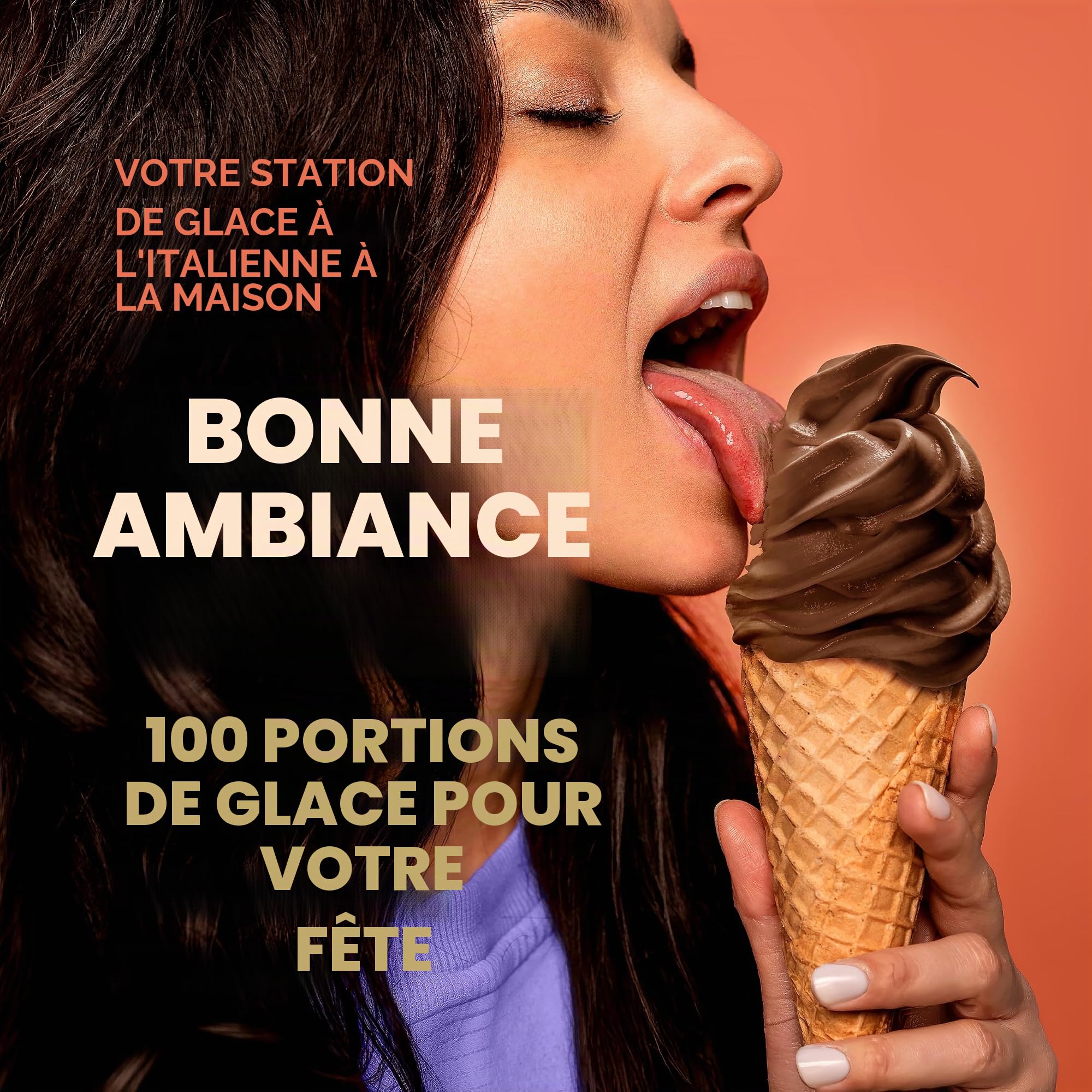 Bounce24 Préparation Glace Italienne Chocolat 2 kg en Poudre 100 Boules | Avec 20% de cacao et lait entier en poudre, juste de l'eau, crémeux comme chez le glacier, jusqu'à 100 portions