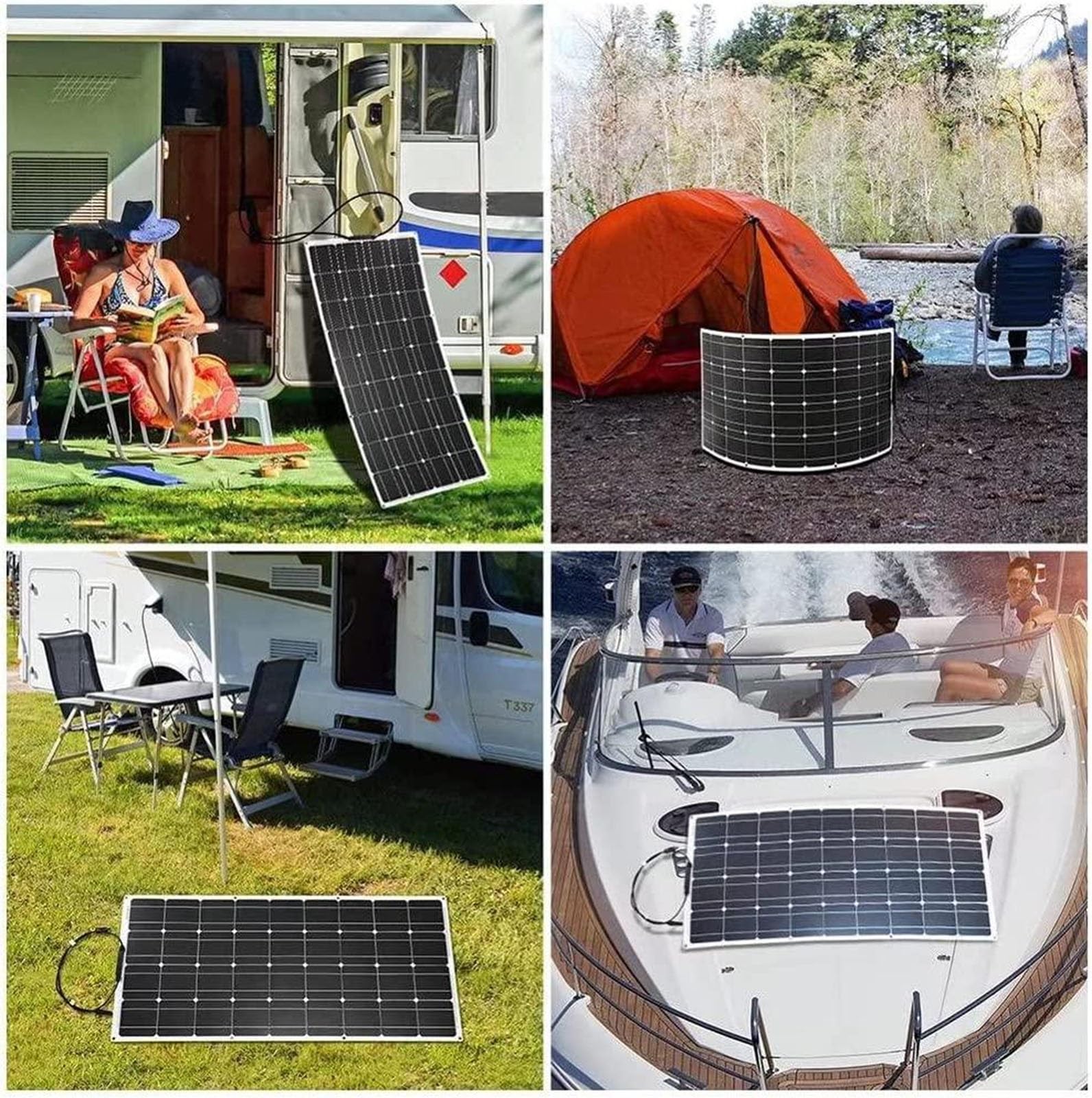 Pannello solare flessibile, monocristallino pieghevole, leggero e impermeabile, caricabatterie solare ad alta efficienza per camper, barca, campeggio, furgoni, soggiorno off-grid