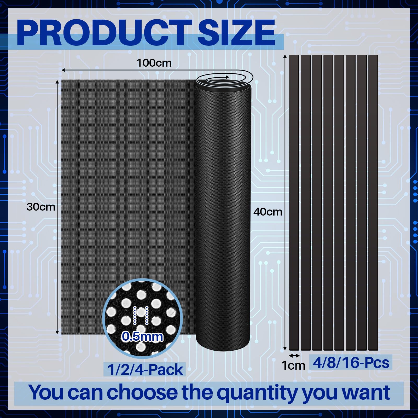 Woanger 1 filtro de malla antipolvo de 1000 x 300 mm para carcasa de PC, filtro de polvo de PVC, cubierta de filtro de malla a prueba de polvo, filtro de polvo de ventilador con tira magnética para