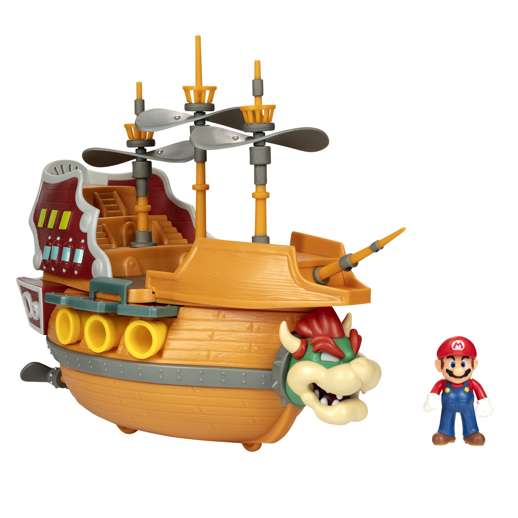 Amazon.com: Super Mario Deluxe Bowser's Air Ship Playset with Mario Action Figure – Authentic in-Game Sounds & Spinning Propellers : Toys & Games