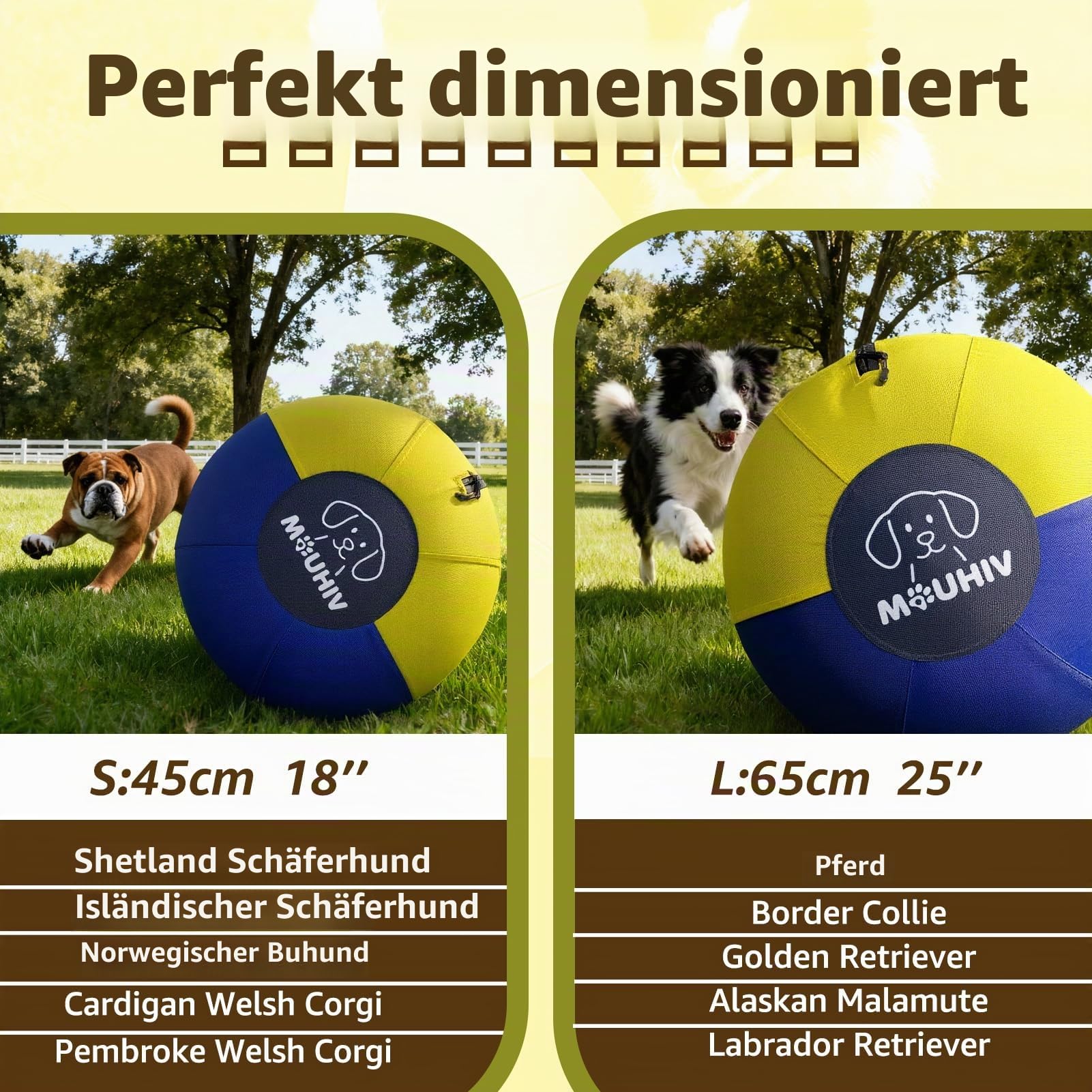 25'' Herding Ball für Hunde, Große Pferdebälle, Hundetrainingsball mit Handpumpe, Interaktiv Hundespielzeug, Hundebälle für Training Outdoor Sport Pferdespielzeug (L)