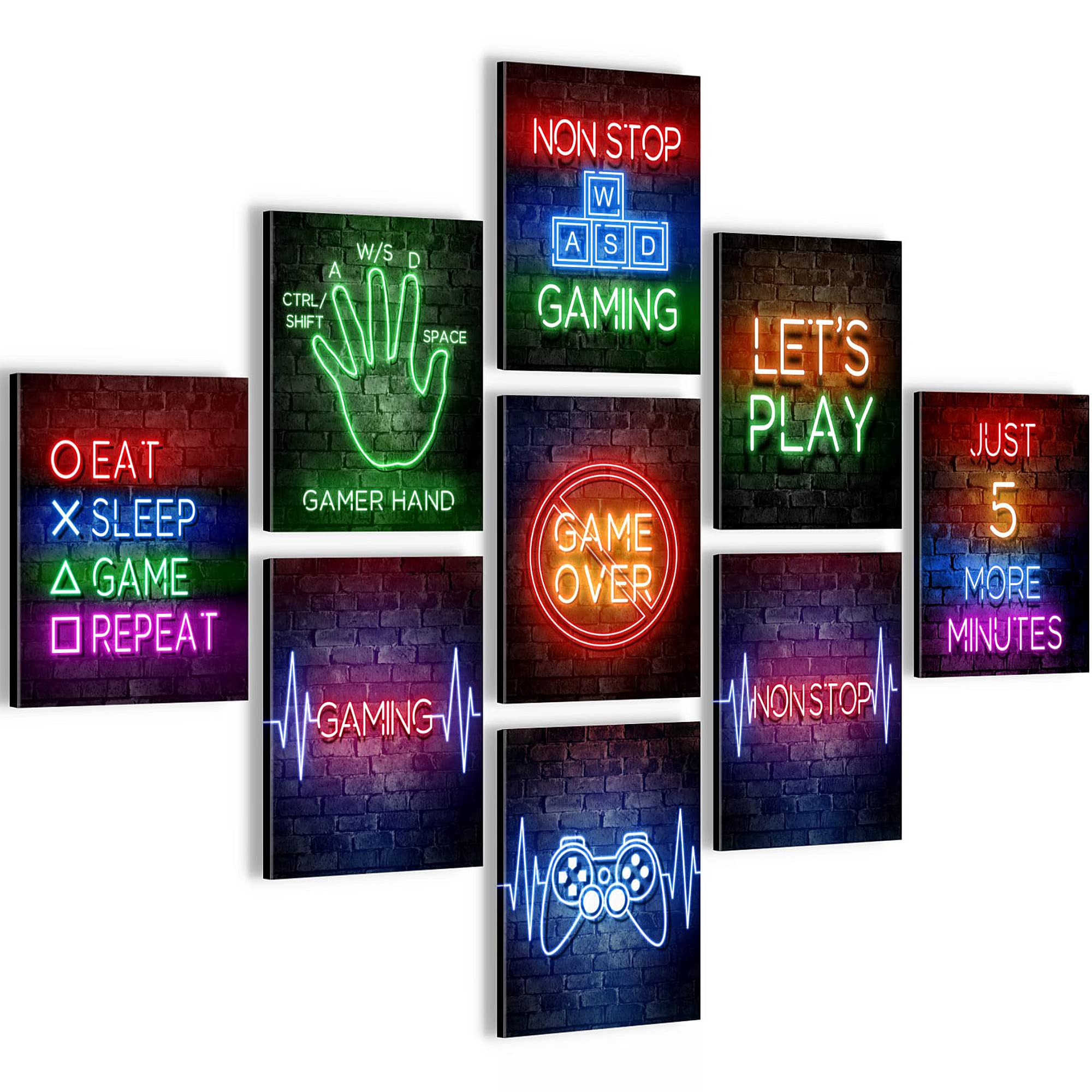 Quadros Moderni Console Di Gioco - Appendi subito La Tua Foto - Nessuna Cornice Necessaria - Set 4 Pezzi - Adolescente Camera Gioventù N021447a