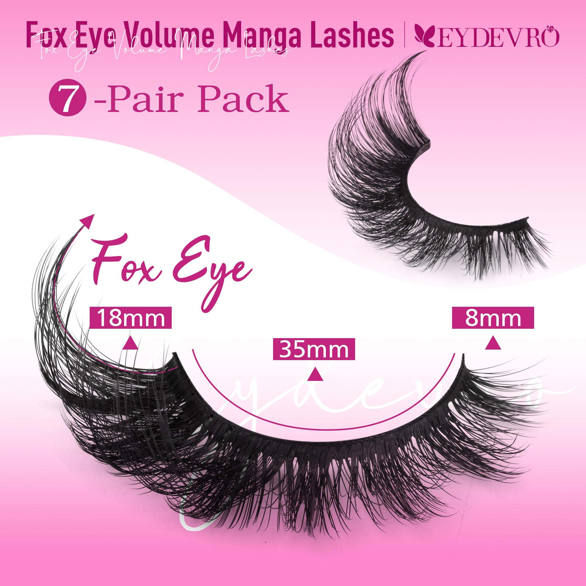 Manga Lashes Look False Eyelashes Anime Lashes Mink Wispy Fluffy Spiky 3D Volume Eyelashes Pack Korean Japanese Asian Cosplay Fake Eyelashes Look Like Individual Cluster 7 Pairs by EYDEVRO: Fox Volume