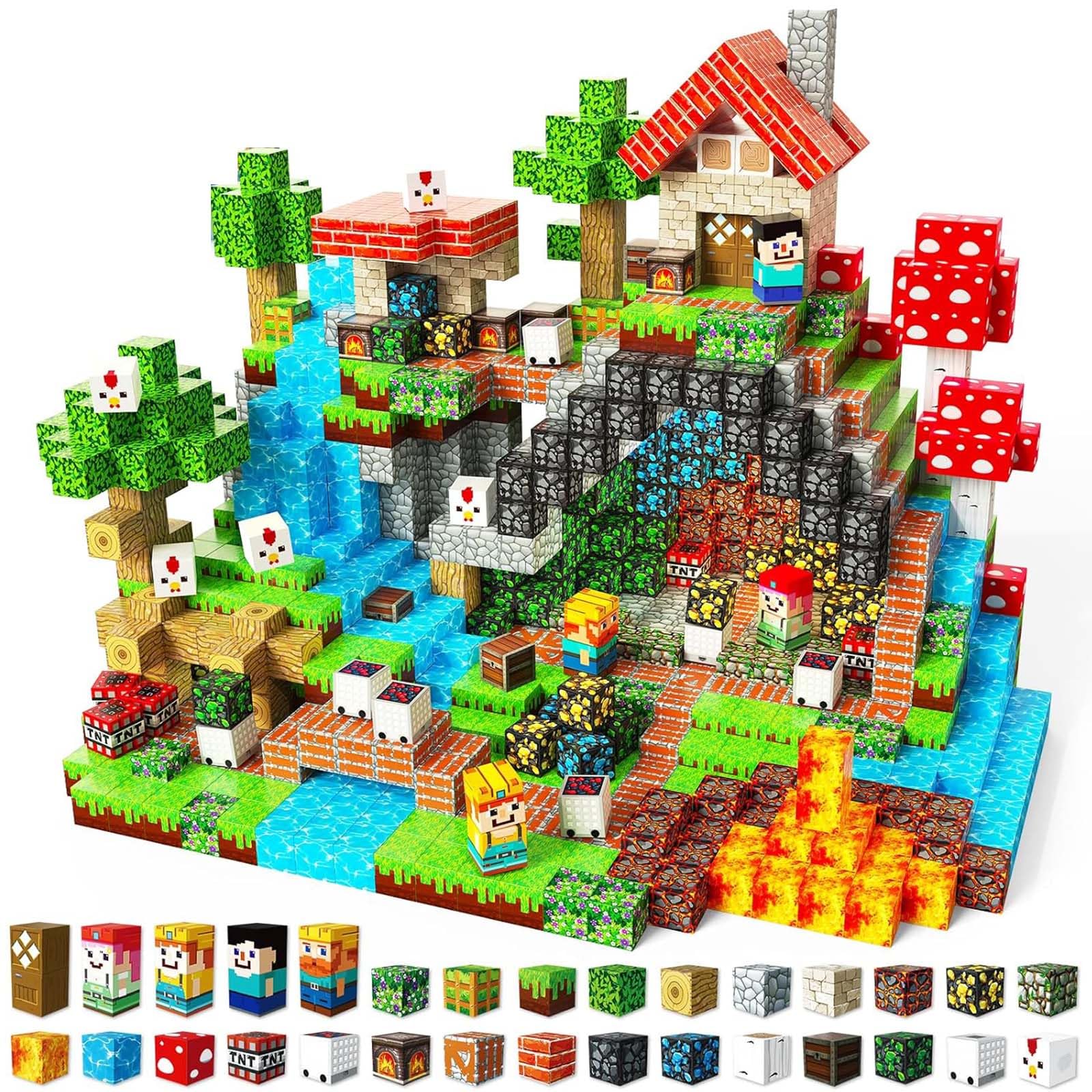 Annexfun 200 Pezzi Costruzioni Magnetiche - Emozionante Avventura nel Sottosuolo con Caccia al Tesoro, Giocattolo Educativo per Esplorazione e Creatività, Ideale Regalo per Bambini 4-12 Anni