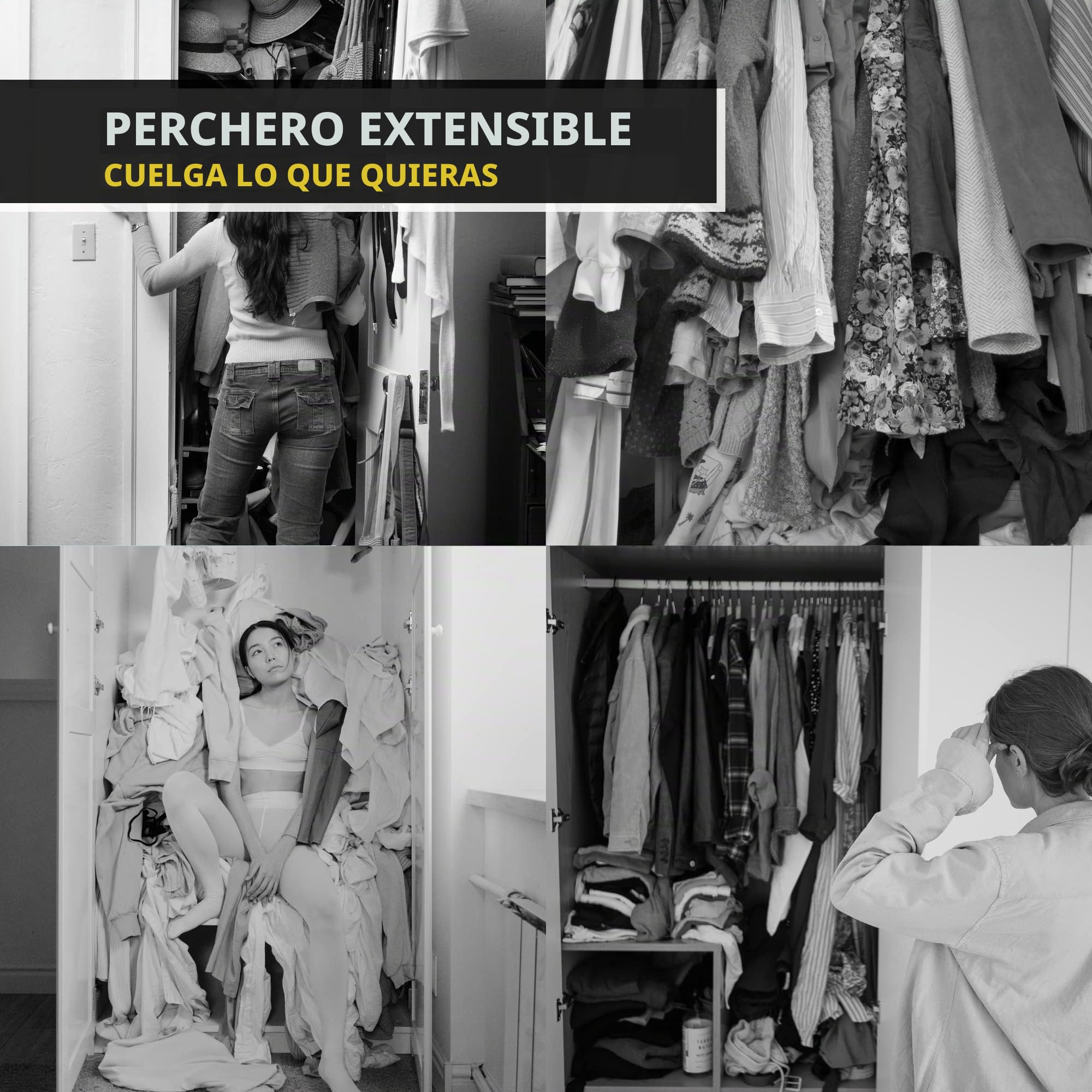 DOJA Barcelona | PERCHERO EXTENSIBLE PANTALONES | 9 Posiciones Izquierda | Percheros Pantalones Extraible | cuelga pantalones extraible | colgador pantalones, Percha para Armario, Vestidores...