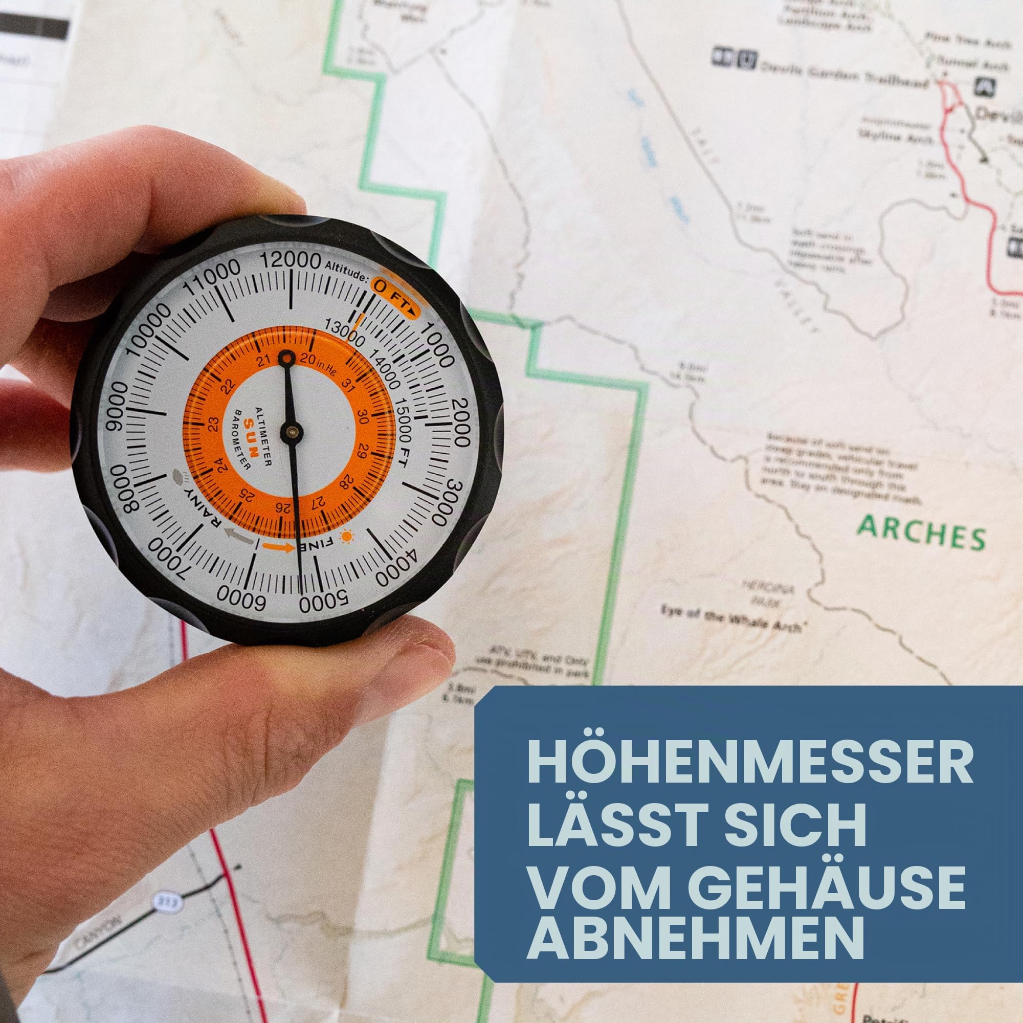 Sun Company AltiLINQ-Messgeräte - Dashboard-Höhenmesser und Barometer | Höhenmesser für PKW und LKW | Liest die Höhe von 0 bis 5.000 Metern