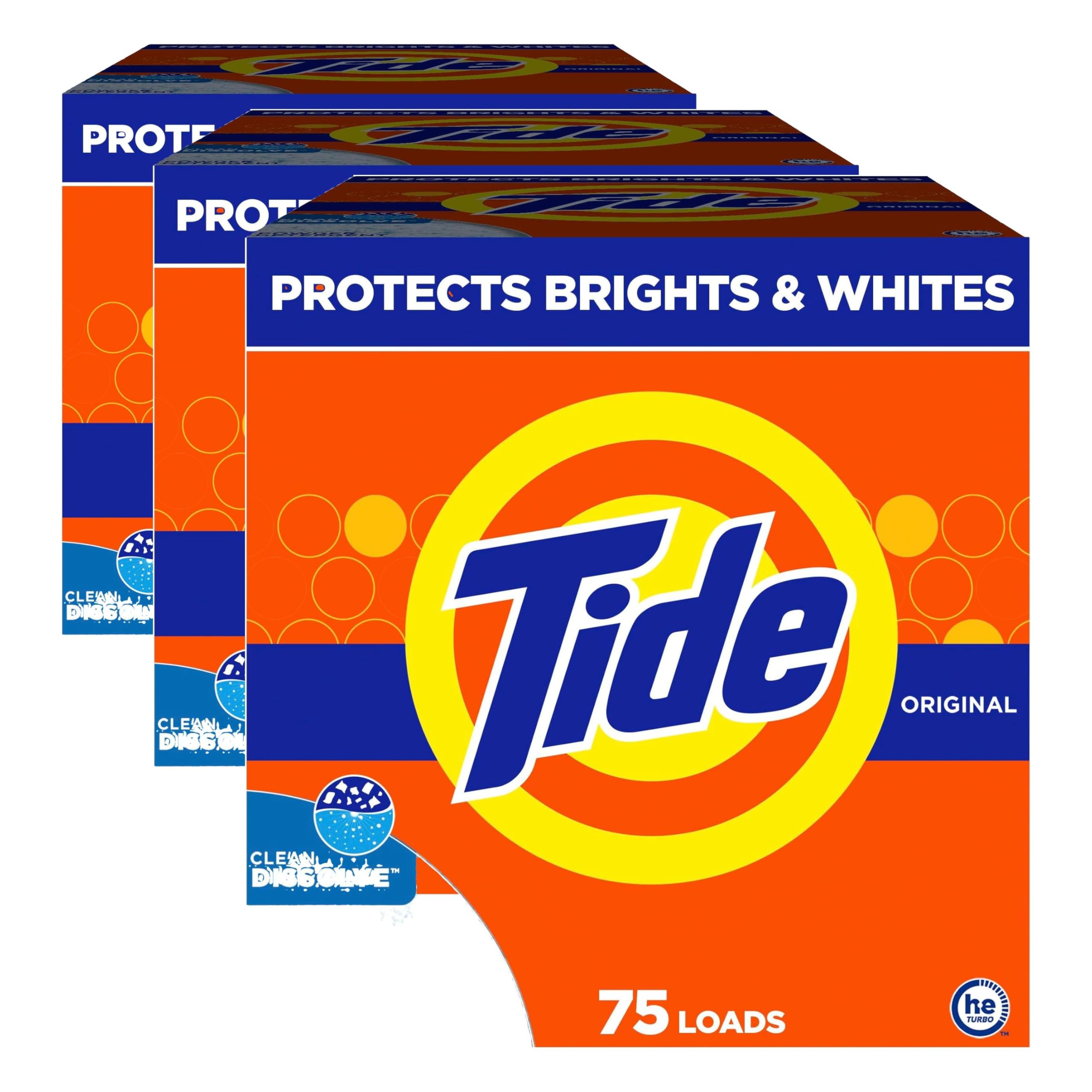 Tide Powder Laundry Detergent, Original Scent, 75 Loads, 85 Ounce (Pack of 3)