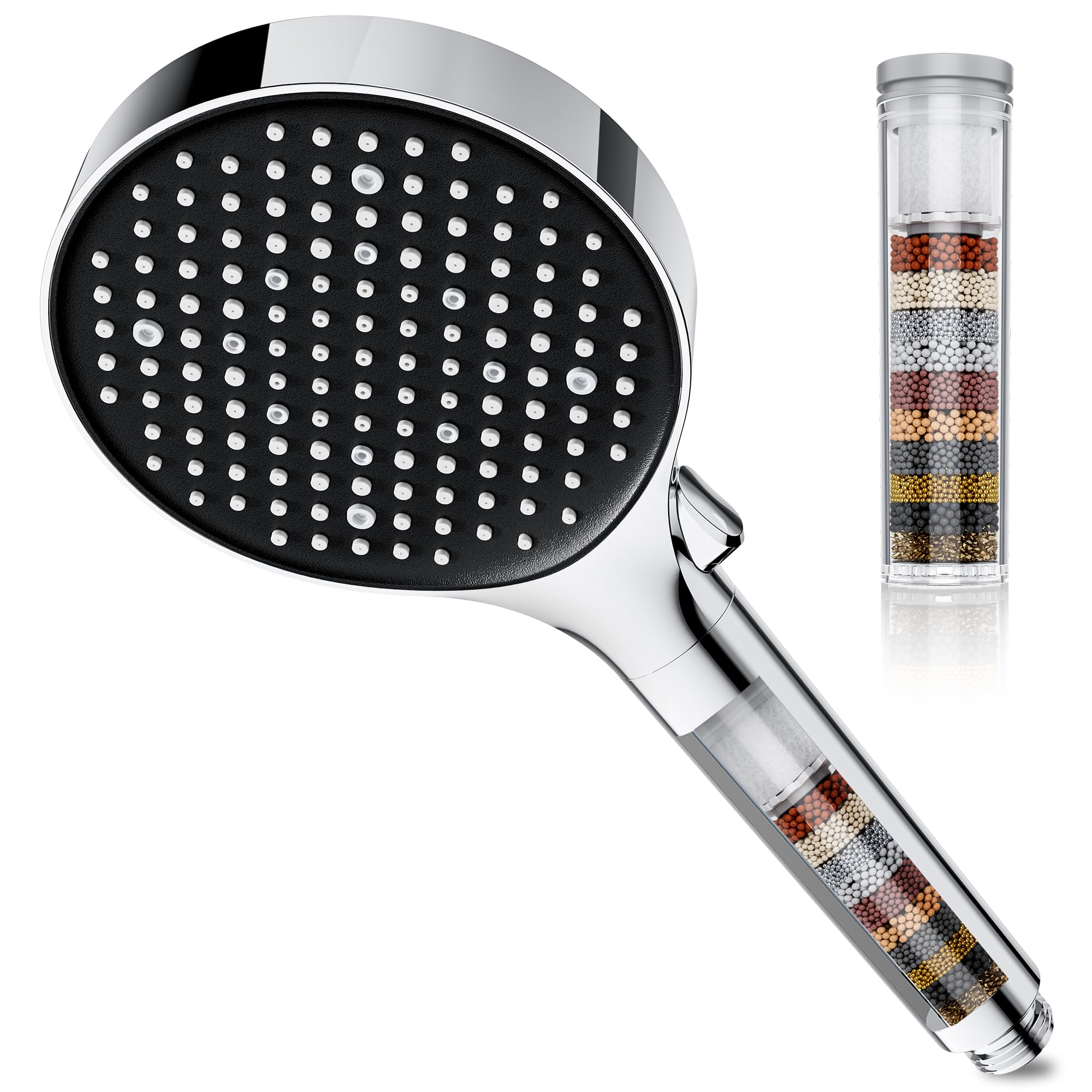 Magichome Soffione doccia con filtro, doccetta ad alta pressione, 6 tipi di getto, soffione doccia a risparmio d'acqua con filtrazione in 25 strati per acqua dura, cloro residuo, batteri, metalli