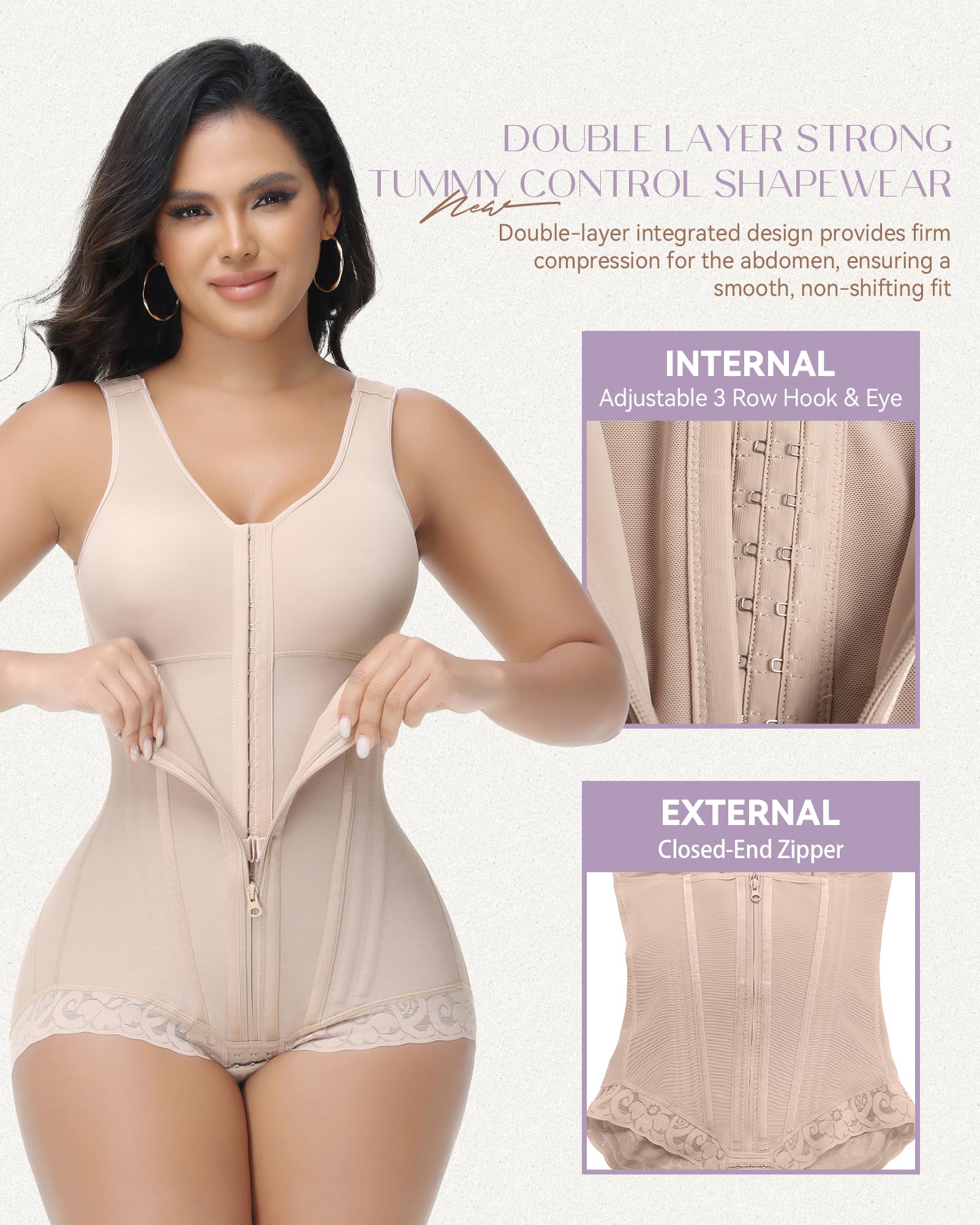 SHAPSHE Fajas Colombianas Moldeadoras postoperatorias etapa 1/2/3 de alta compresión Prenda moldeadora de cuerpo completo para mujer