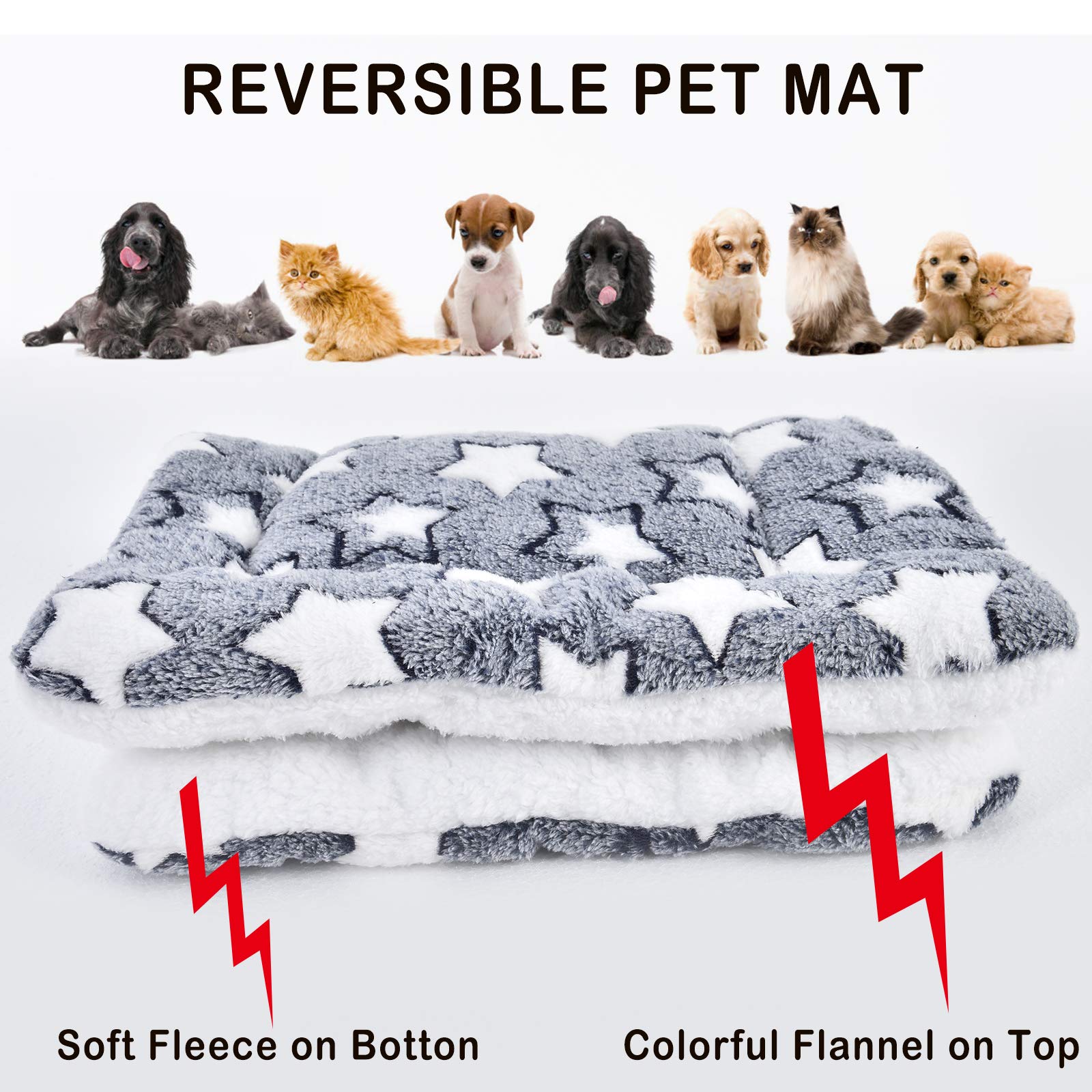 Gemütlich Flanell Fleece Haustiere Softe und Warme Haustiere Bed Für Hunde/Katzen XZ006 (Blue Background & White Stars, 49 * 32 cm)