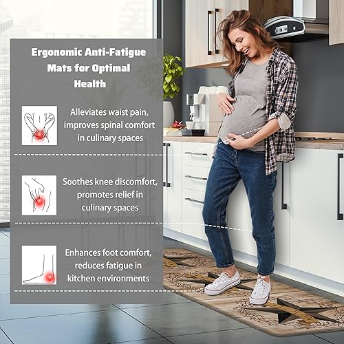 Miniatura 4 de Juego de 2 alfombras de cocina rústicas occidentales, acolchadas, antifatiga, para suelo, granja, campo, cocina, suelo de Texas Star,