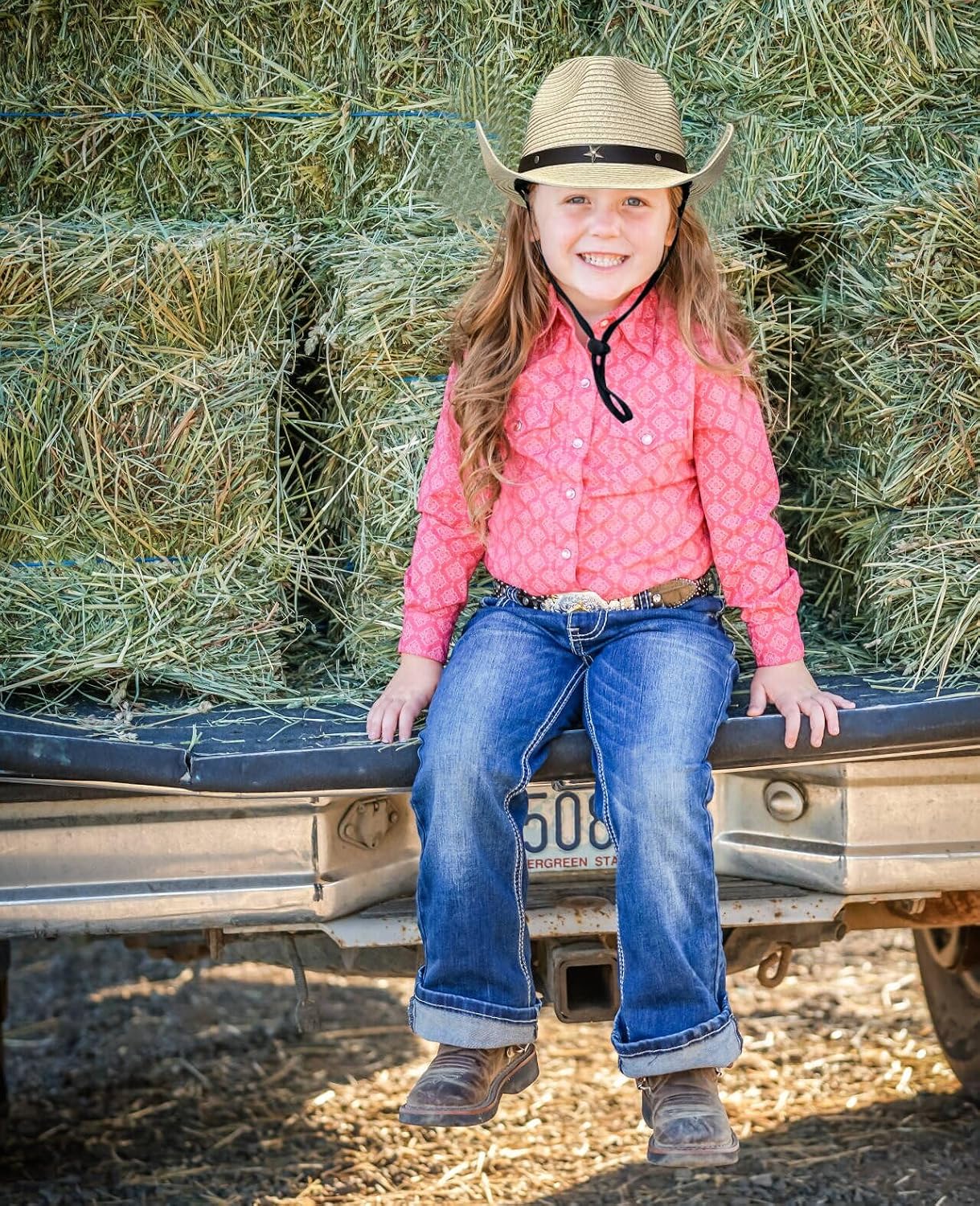 Jastore Kids Toddler Western Cowboy Hat Summer Beach Straw Sun Hat Cowgirl Hat for Girls Boys
