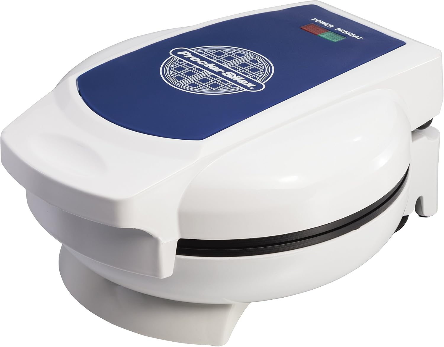 Proctor Silex Belgian Waffle Maker with Non-Stick Grids, Indicator Lights, Compact Design, White (26070)