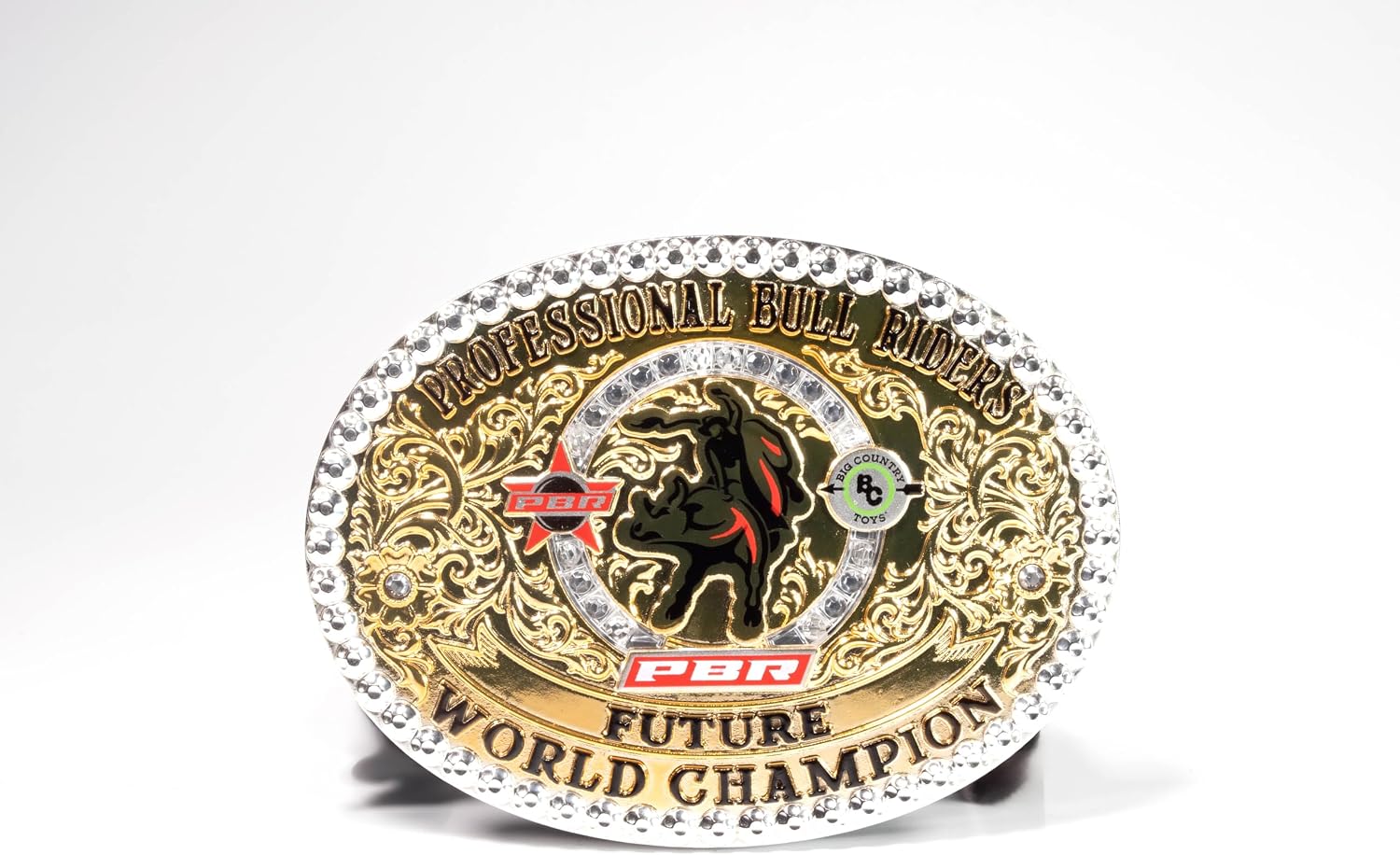 Big Country Toys PBR Future World Champion Clip-On Belt Buckle – Kids Dress-Up Accessory – Plastic Gold Belt Buckle with Bold PBR Graphics