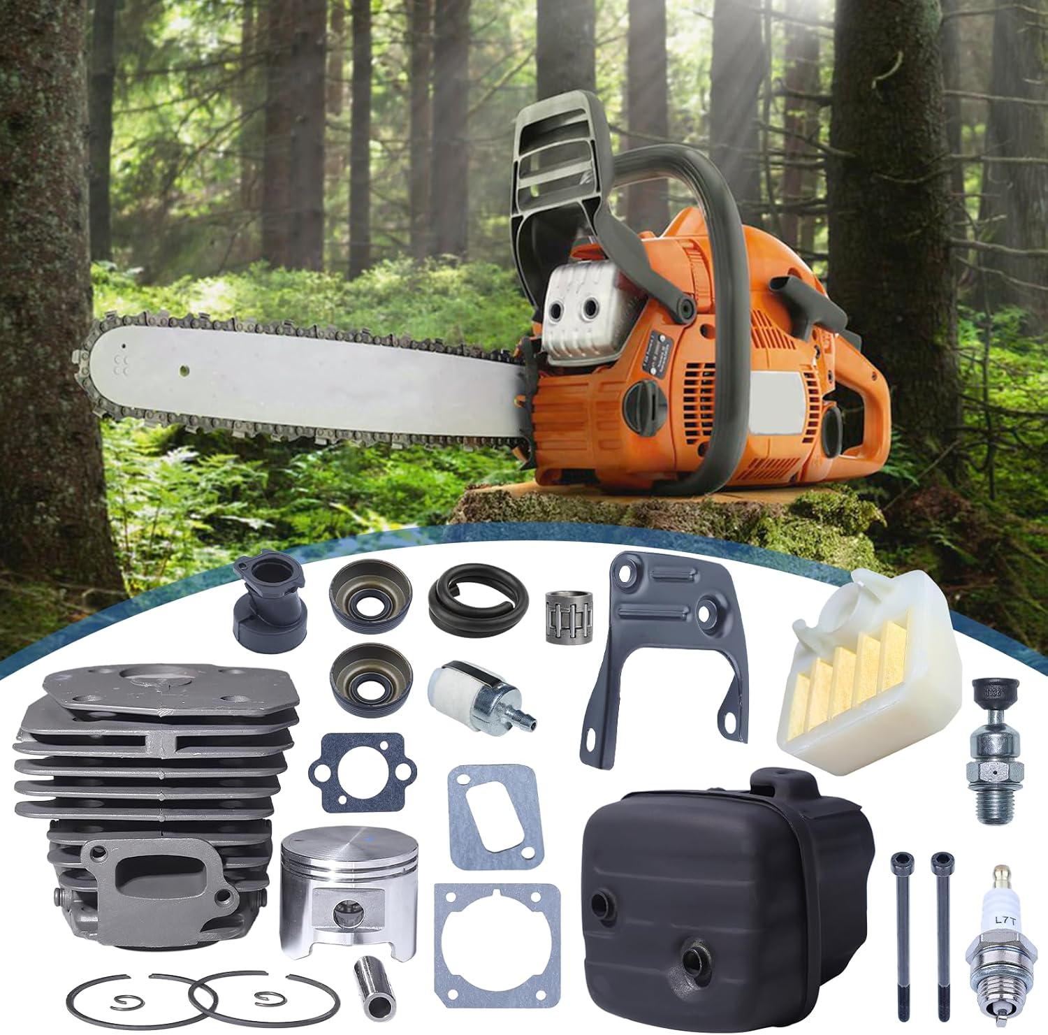 AUMEL 45mm Cylinder Piston Exhaust Muffler Air Filter Kit For Husqvarna 353 346XP 350 Chainsaw 537253002