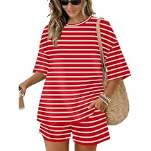 Sampeel Womens 2 Piece Sets 3/4 Sleeve Oversized Tops Lounge Sets Loungewear Business Casual Summer Outfits Workout