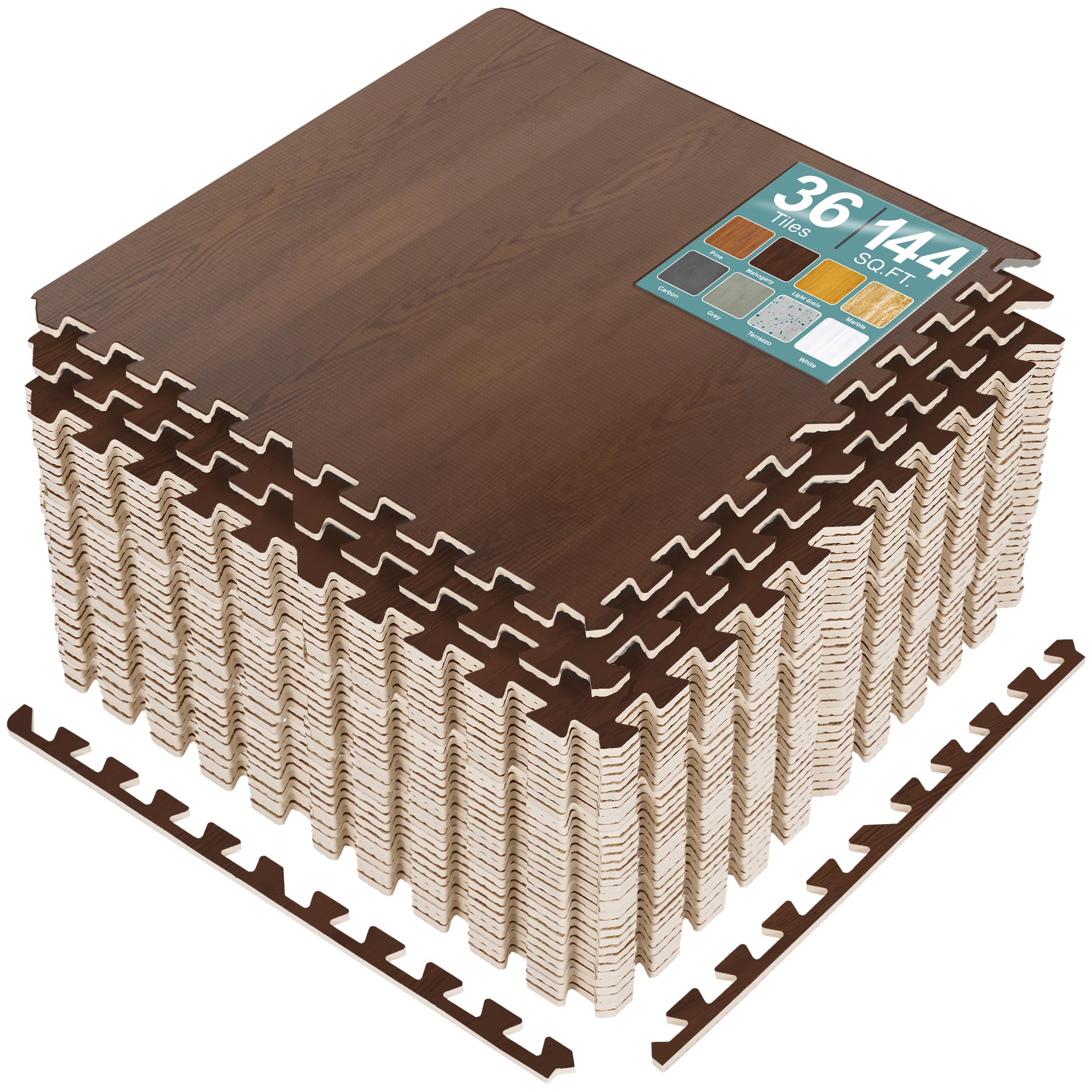 Sorbus Interlocking Wood Grain Foam Floor Tiles