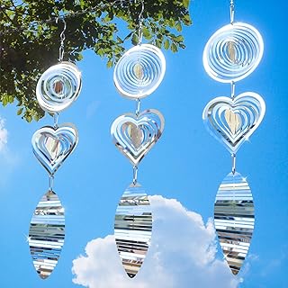 Bird Deterrents for Outside - Bird Deterrents for Outside, Reflective 3D Stainless Steel Wind Spinners, Garden Decor, Bird Scare Devices to Keep Woodpeckers, Pigeons Away from Your Hous