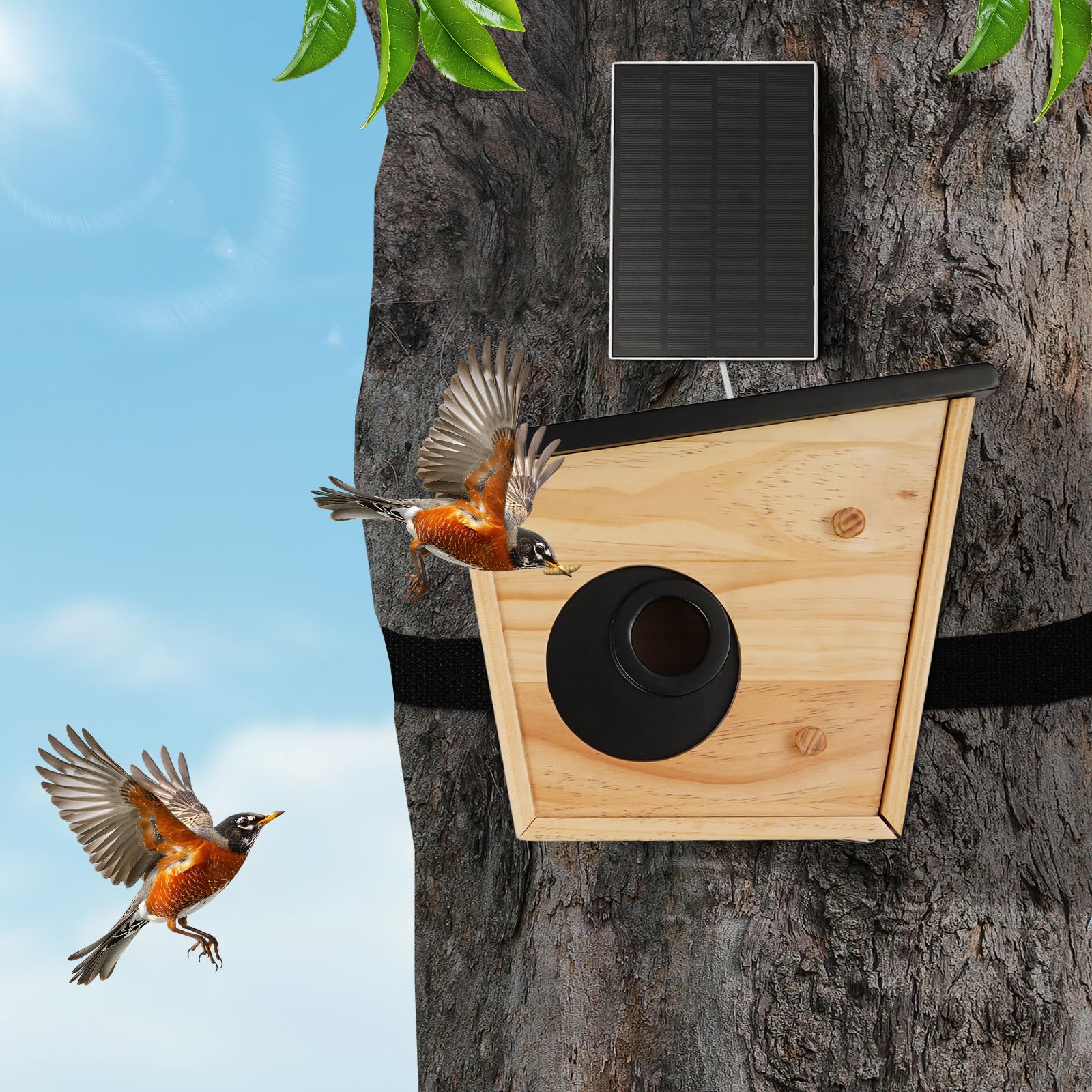 Vogelhaus mit Kamera Solar, Intelligenter Nistkasten mit KI-Vogelerkennung, HD-Nachtsicht & 4400mAh Akku, Wetterfestes Vogelfutterhaus für Draußen mit 35mm Eingang, Vogelbeobachtung für Garten & Balko