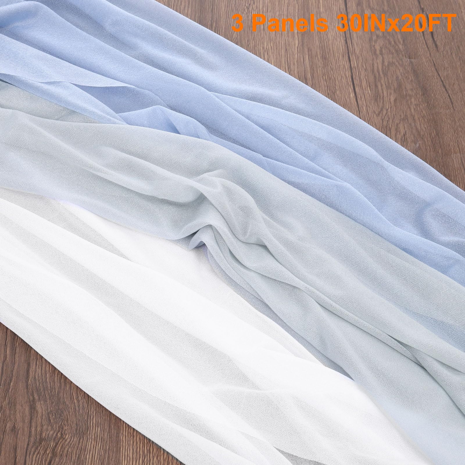 QUARKZMAN Hochzeit Bogen Drapierung Stoff 3 Paneele 30" x 20 FT Chiffon Schiere Drapierung Rückwand Vorhänge für Braut Hochzeit Zeremonie Party Dekoration Blau