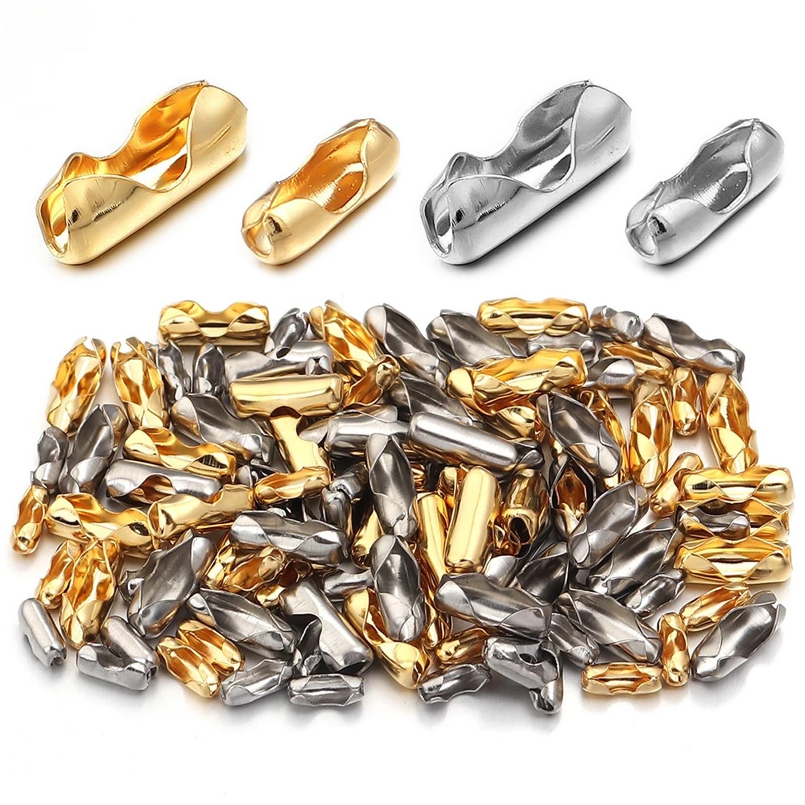 Blindkettenverbinder, 400 Stück, 0,059/0,2 cm, Edelstahl, Kugelkettenverbinder, Verschlüsse für Heimwerker