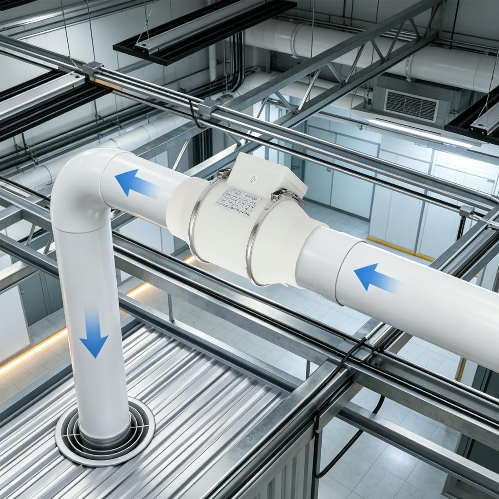 Inline-Rohrventilator 220m³/h 50dB, 220V, weiß für Bad & Küche