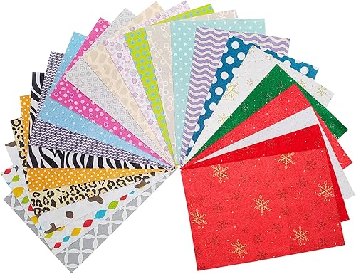 Tela de fieltro impresa, hojas de tela de fieltro patrón, 23 patrones de fieltro para manualidades, fieltro artesanal de 7.9x11.8 in para proyectos