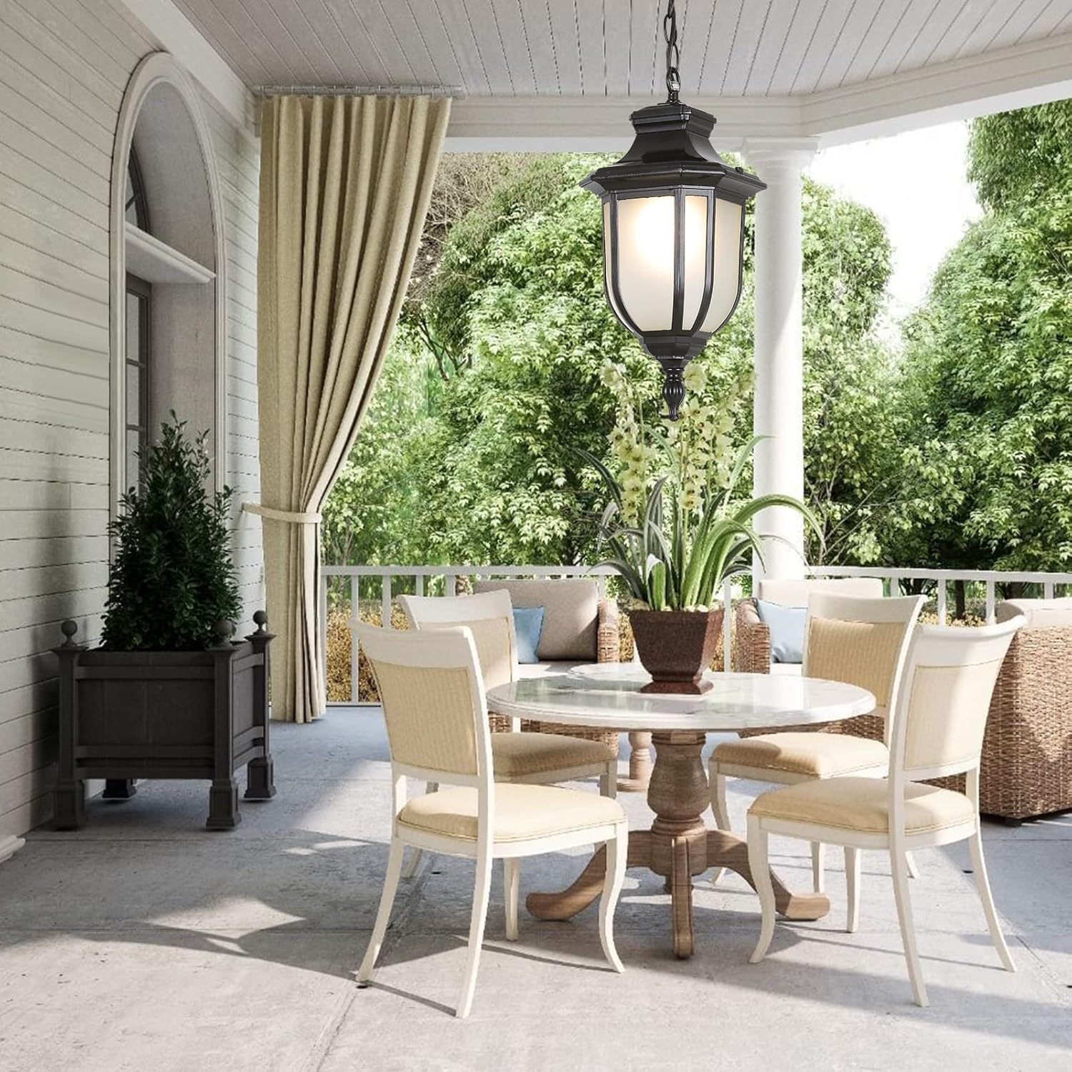 Outdoor Pendant Lights Waterproof Hanging Lights Fixture Corridor Courtyard Decoration Ceiling Lamp Aisle Villa Garden Pavilion Pendant Lantern Grape Frame Hanging Lamp