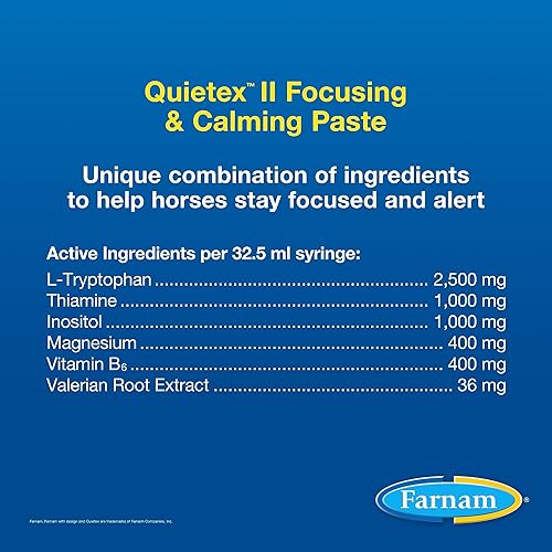 Miniatura 5 de Farnam Quietex II - Suplemento calmante para caballos, ayuda a controlar el comportamiento nervioso y mantener a los caballos tranquilos y