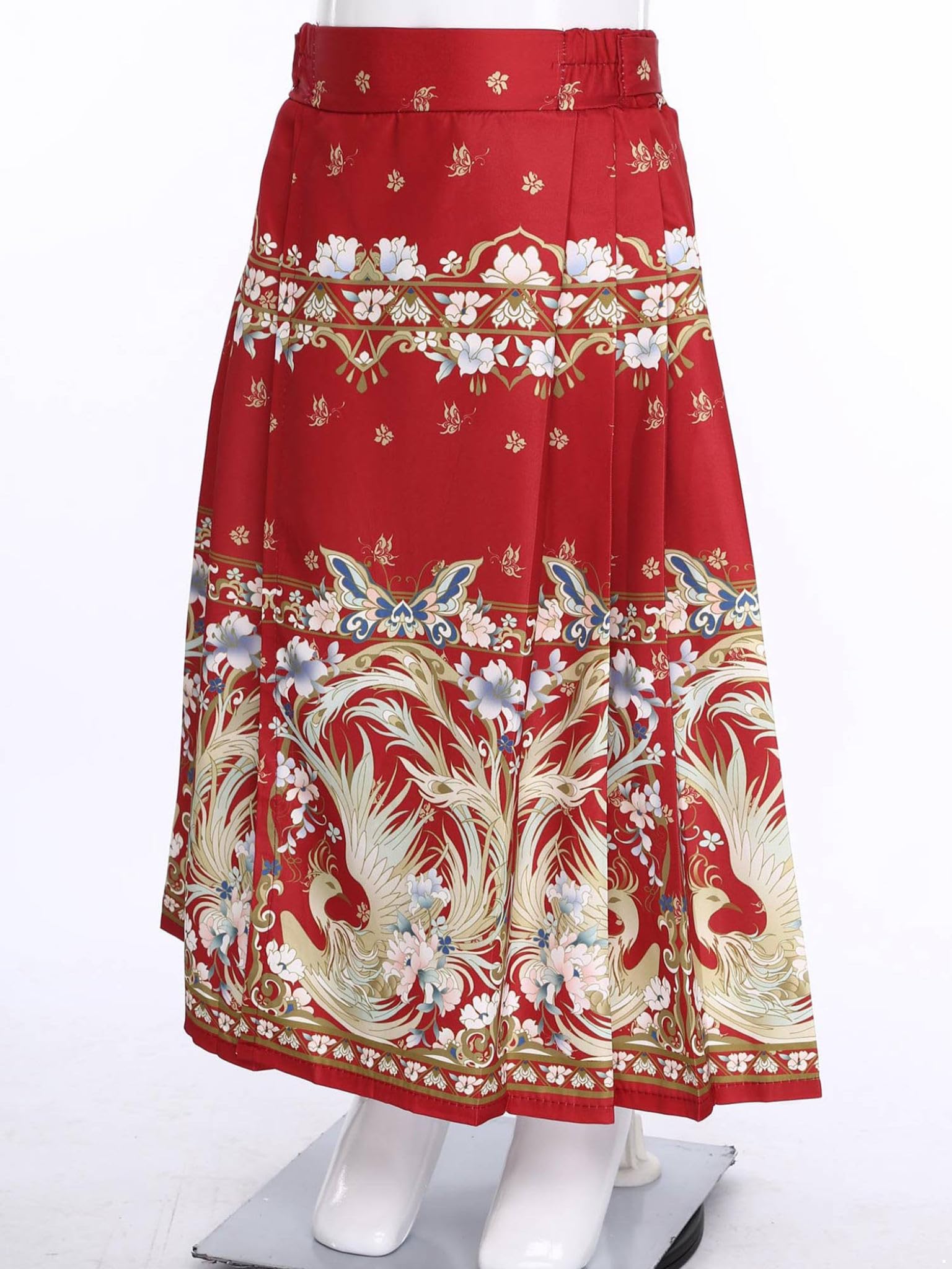 Runhomal Maxi Gonna a Pieghe per Bambina Costume Hanfu Cavallo Viso Gonna Cinese Tradizionale Danza
